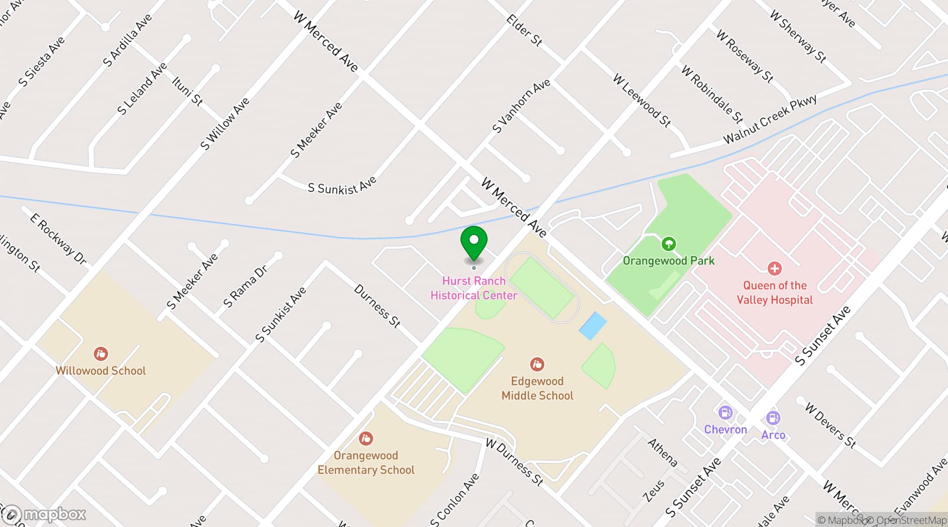 Map showing Hurst Ranch Historical Center