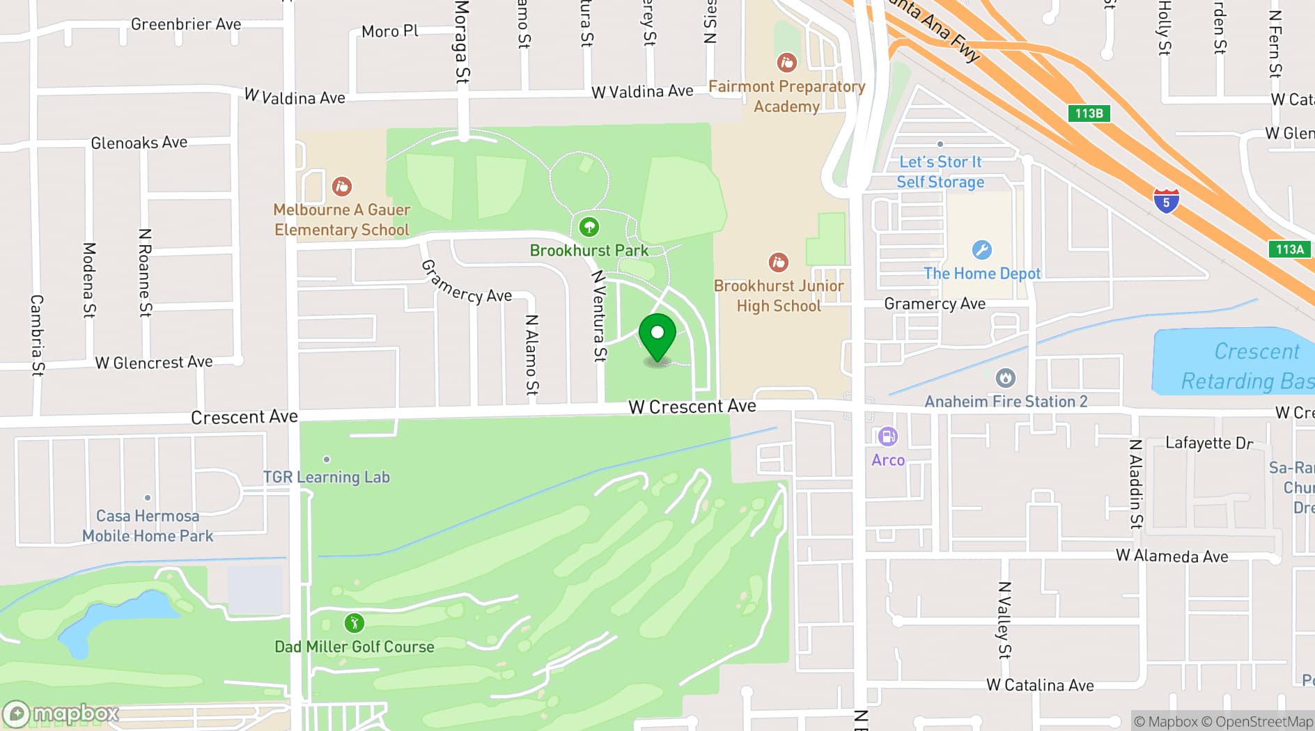 Map showing Brookhurst Community Center