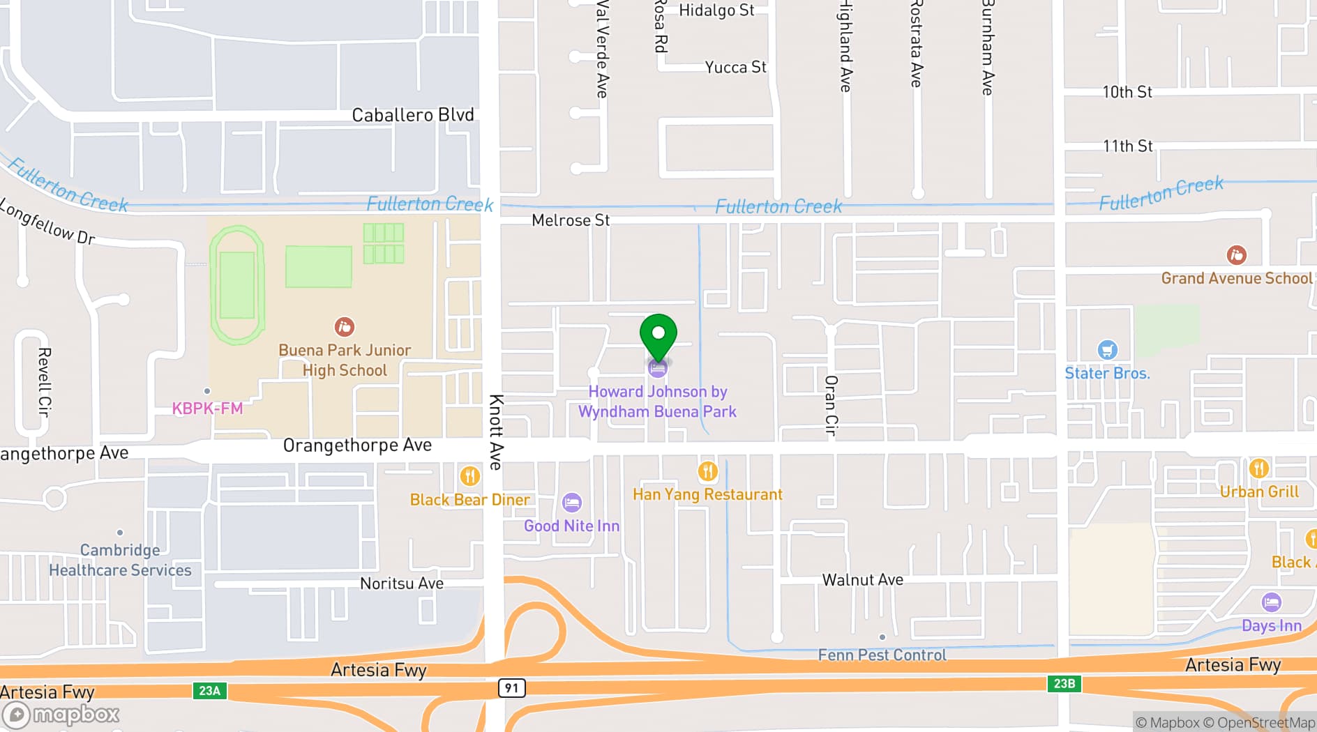 Map showing Howard Johnson by Wyndham Buena Park