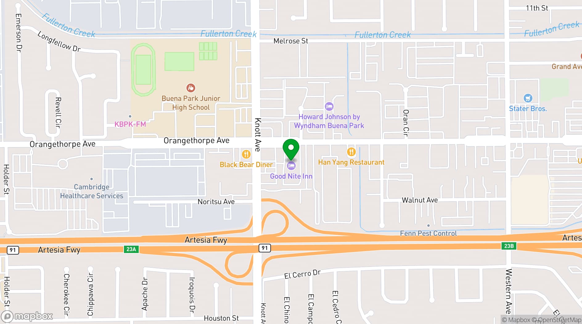 Map showing Good Nite Inn Buena Park