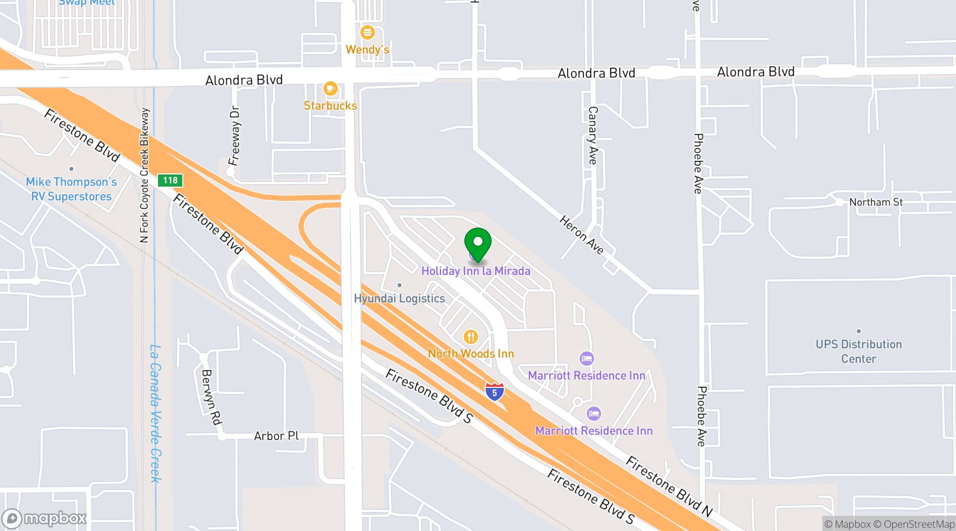 Map showing Holiday Inn La Mirada