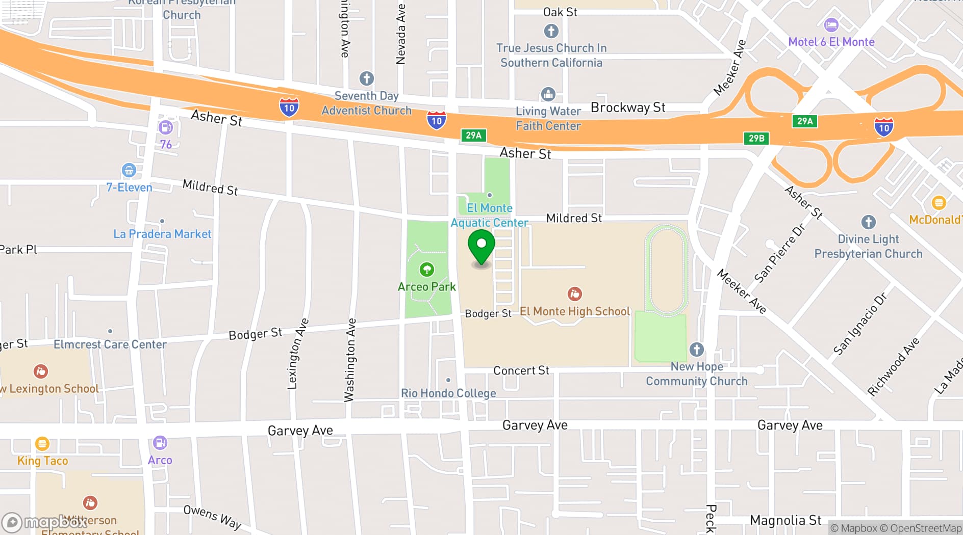 Map showing El Monte City Hall