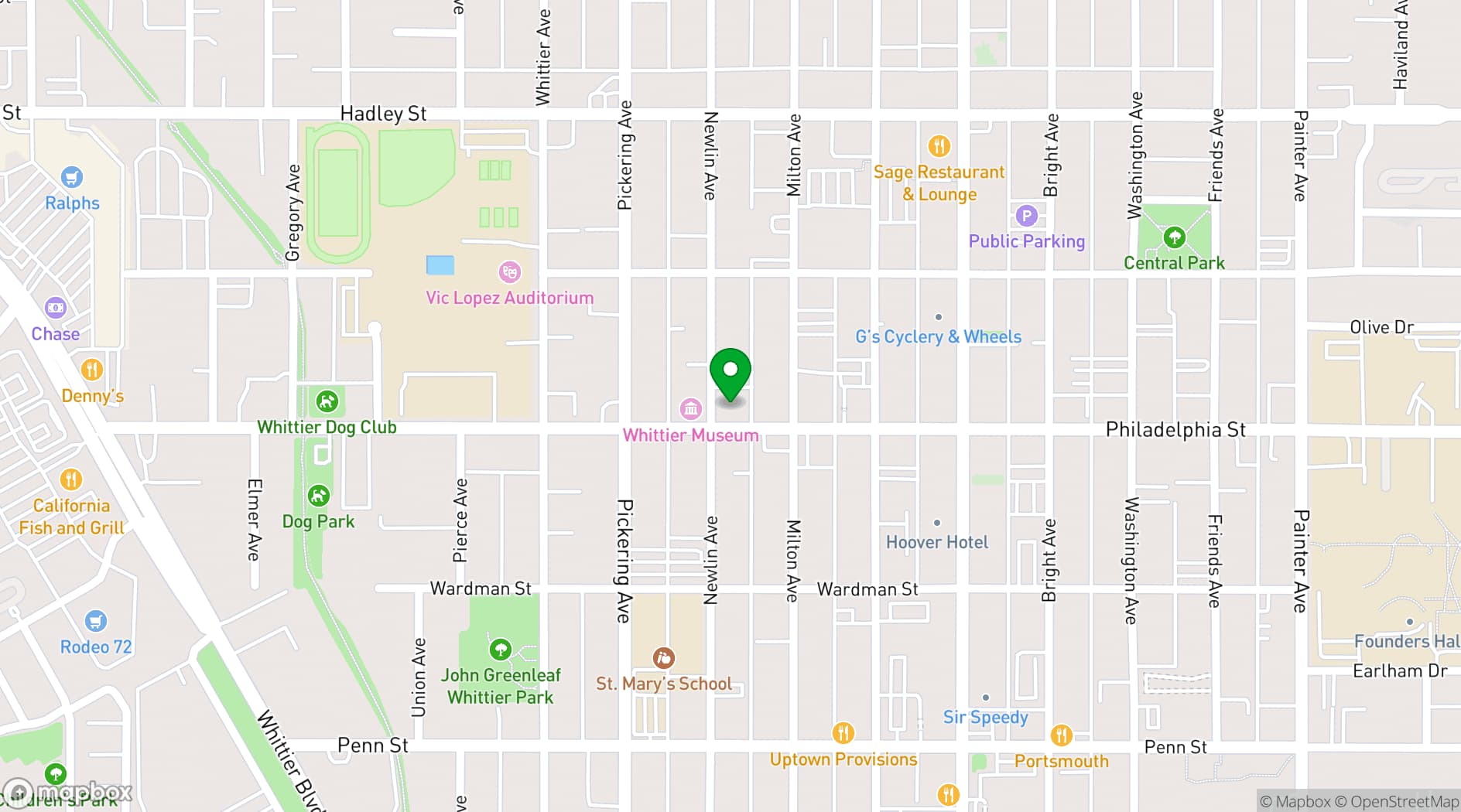 Map showing Fiesta Hall Banquet Center