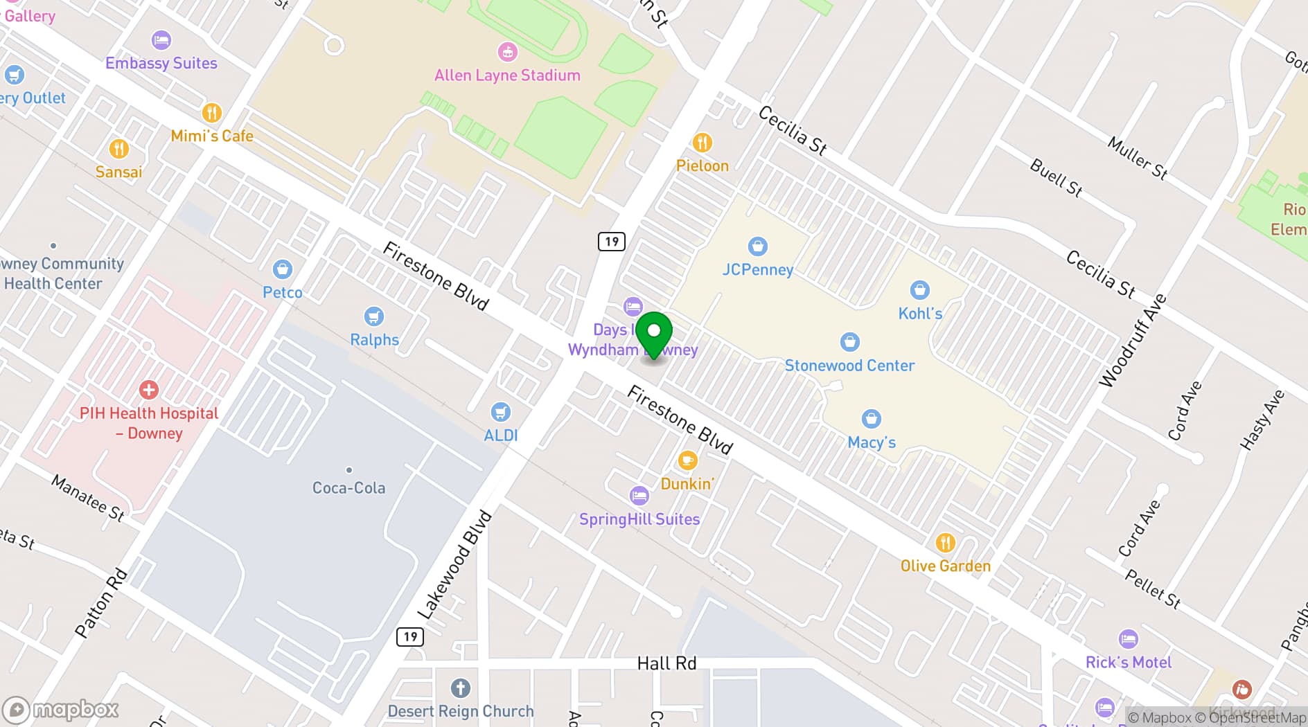 Map showing Acapulco Downey