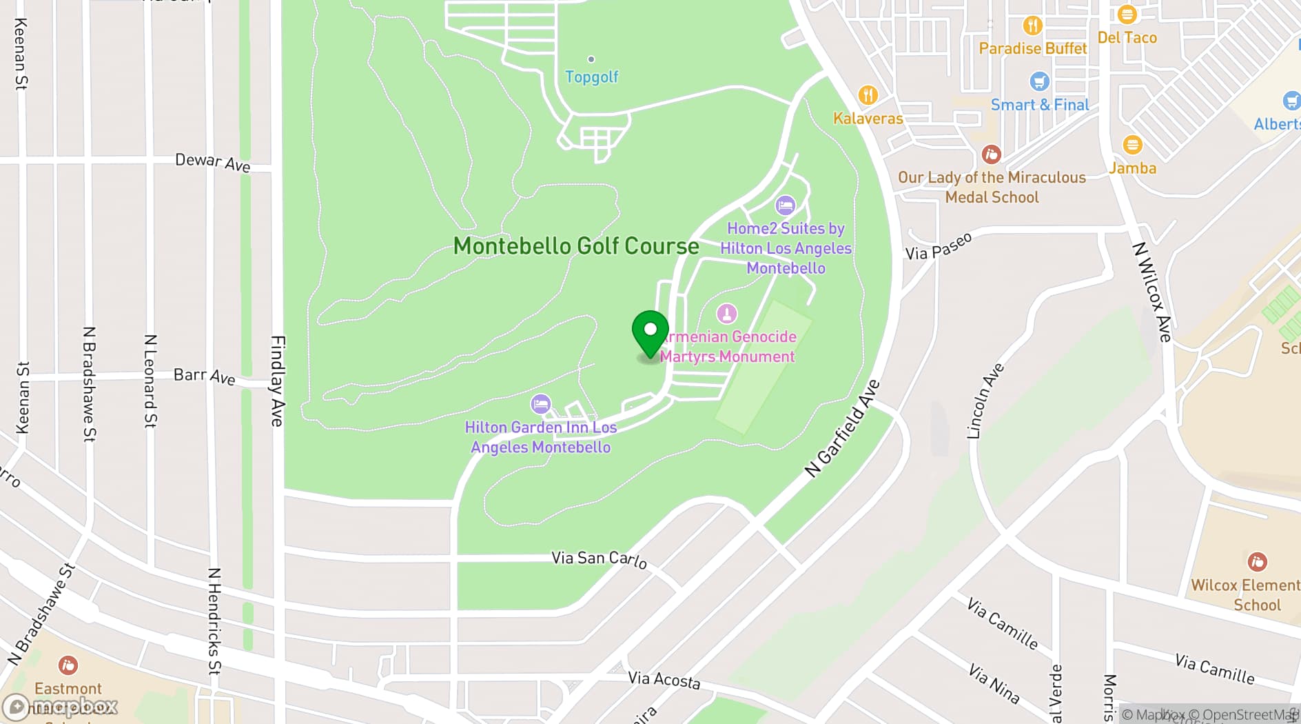 Map showing Cielo Rose Garden Event Space