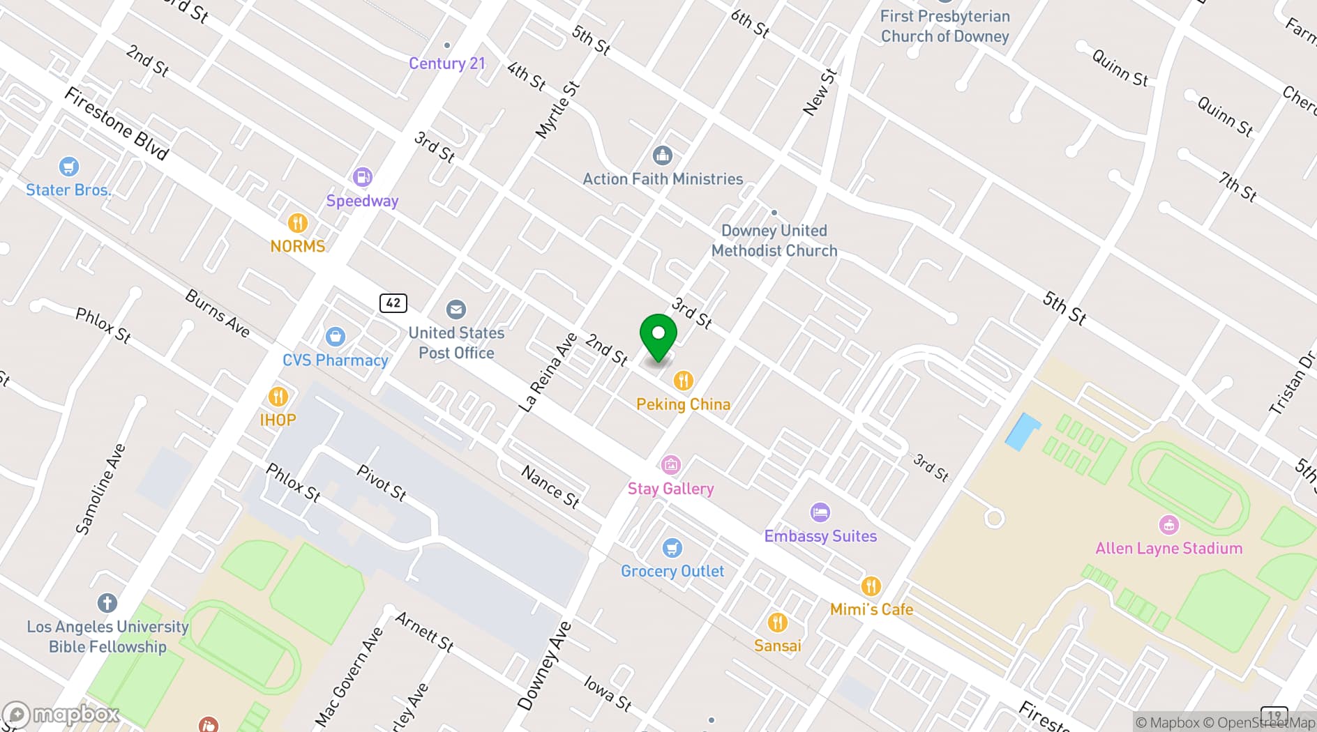 Map showing The Epic Lounge
