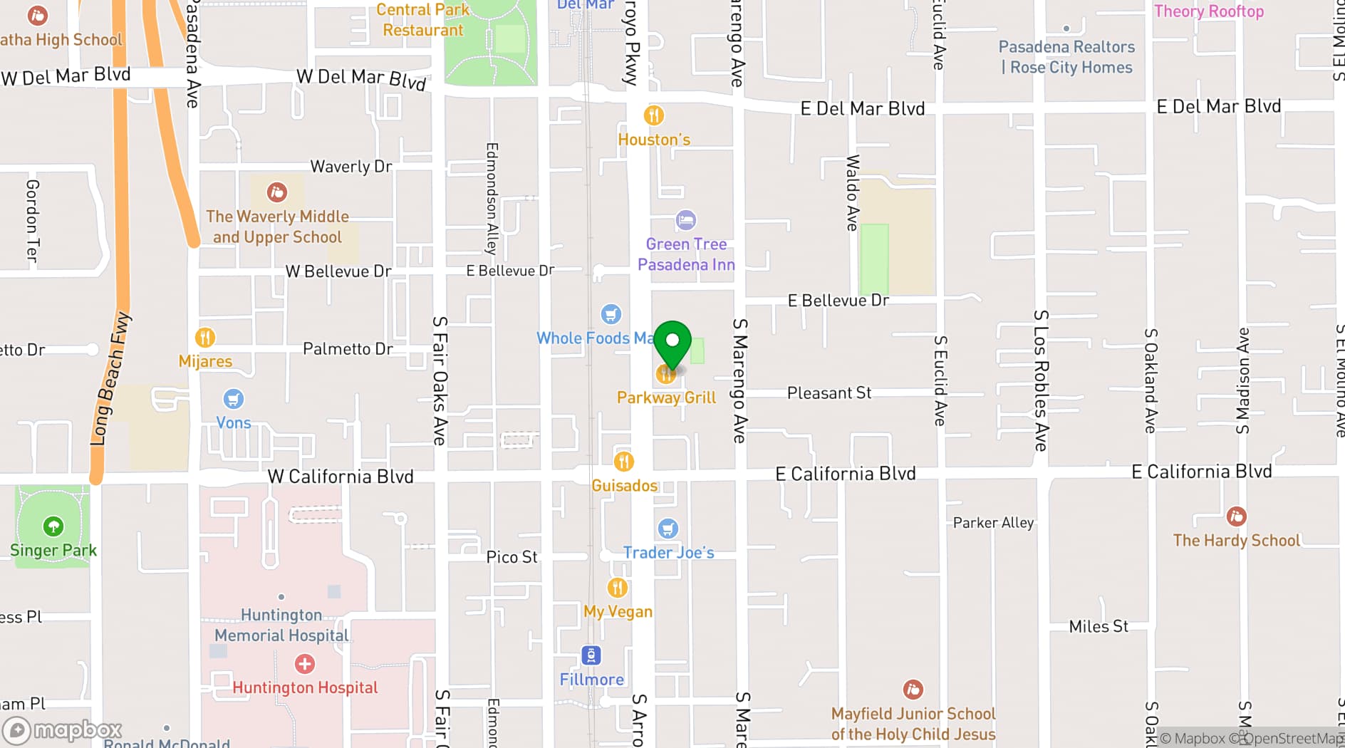 Map showing Parkway Grill