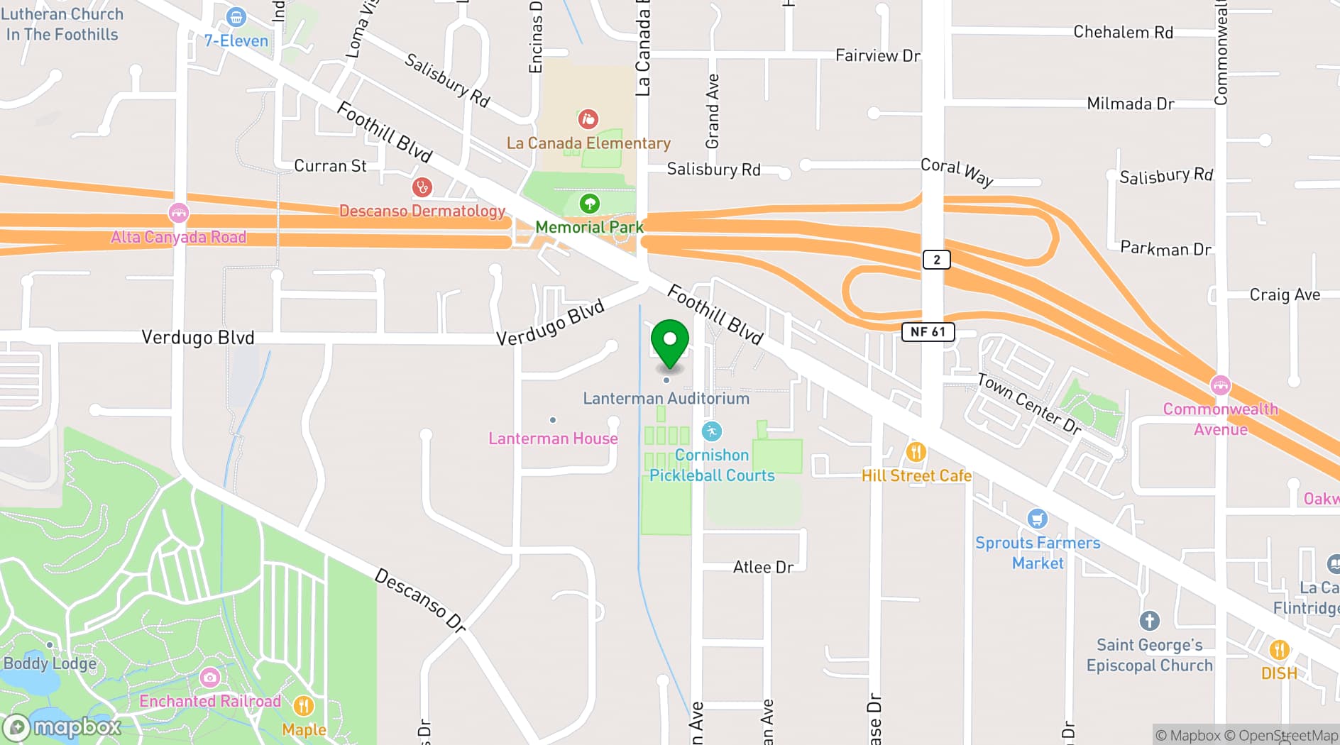 Map showing Lanterman Auditorium