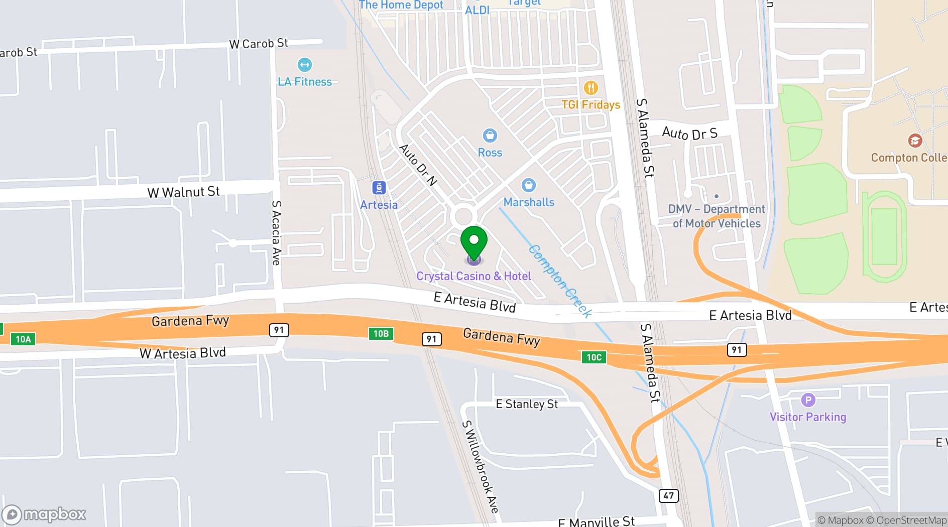 Map showing LA Crystal Hotel -Los Angeles-Long Beach Area