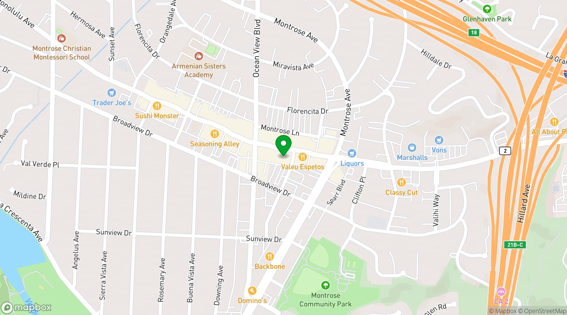 Map showing Arthur Murray Dance Studio Glendale-Montrose