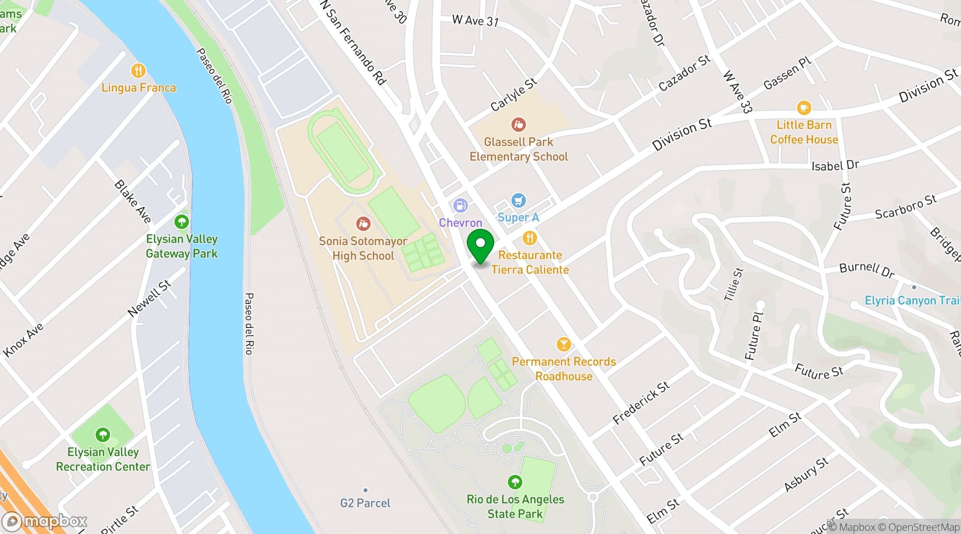 Map showing LA River Studios