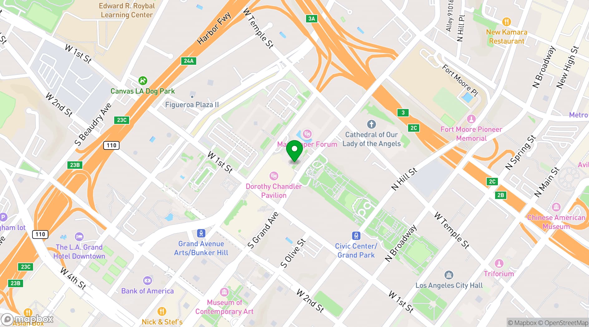 Map showing The Music Center