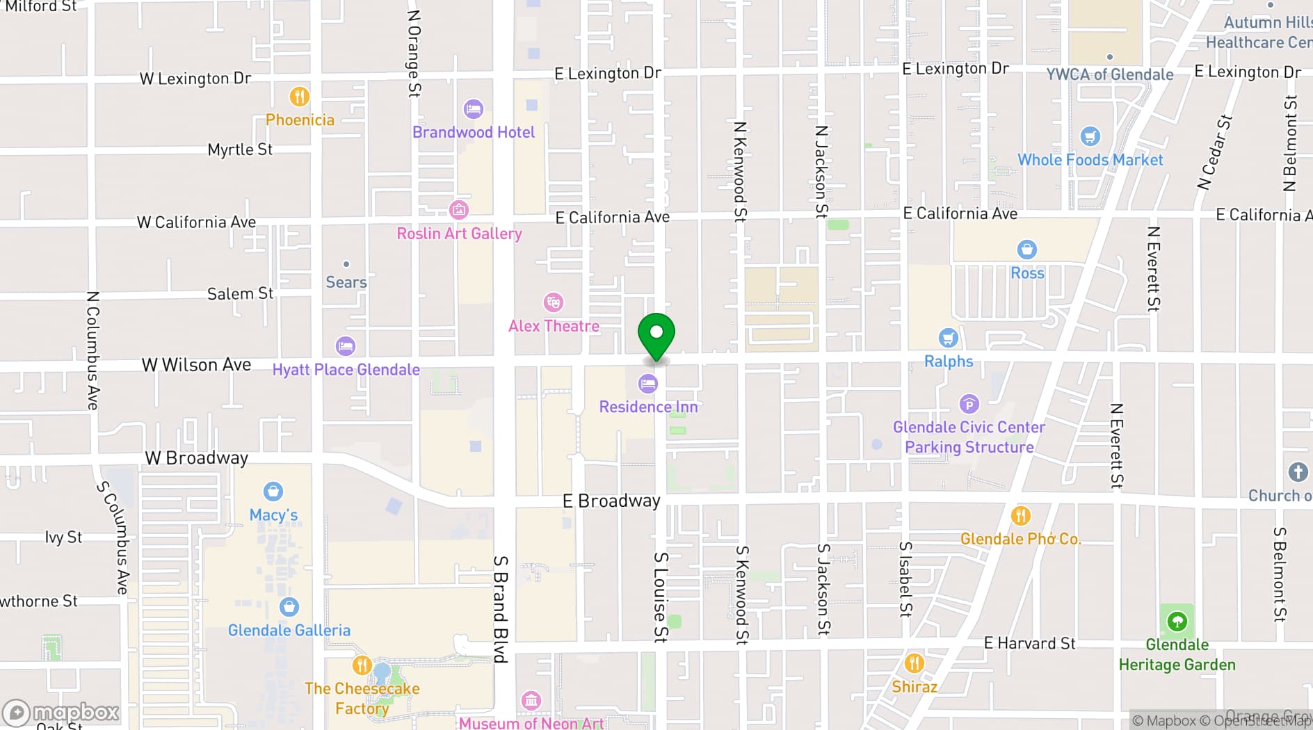 Map showing Glendale