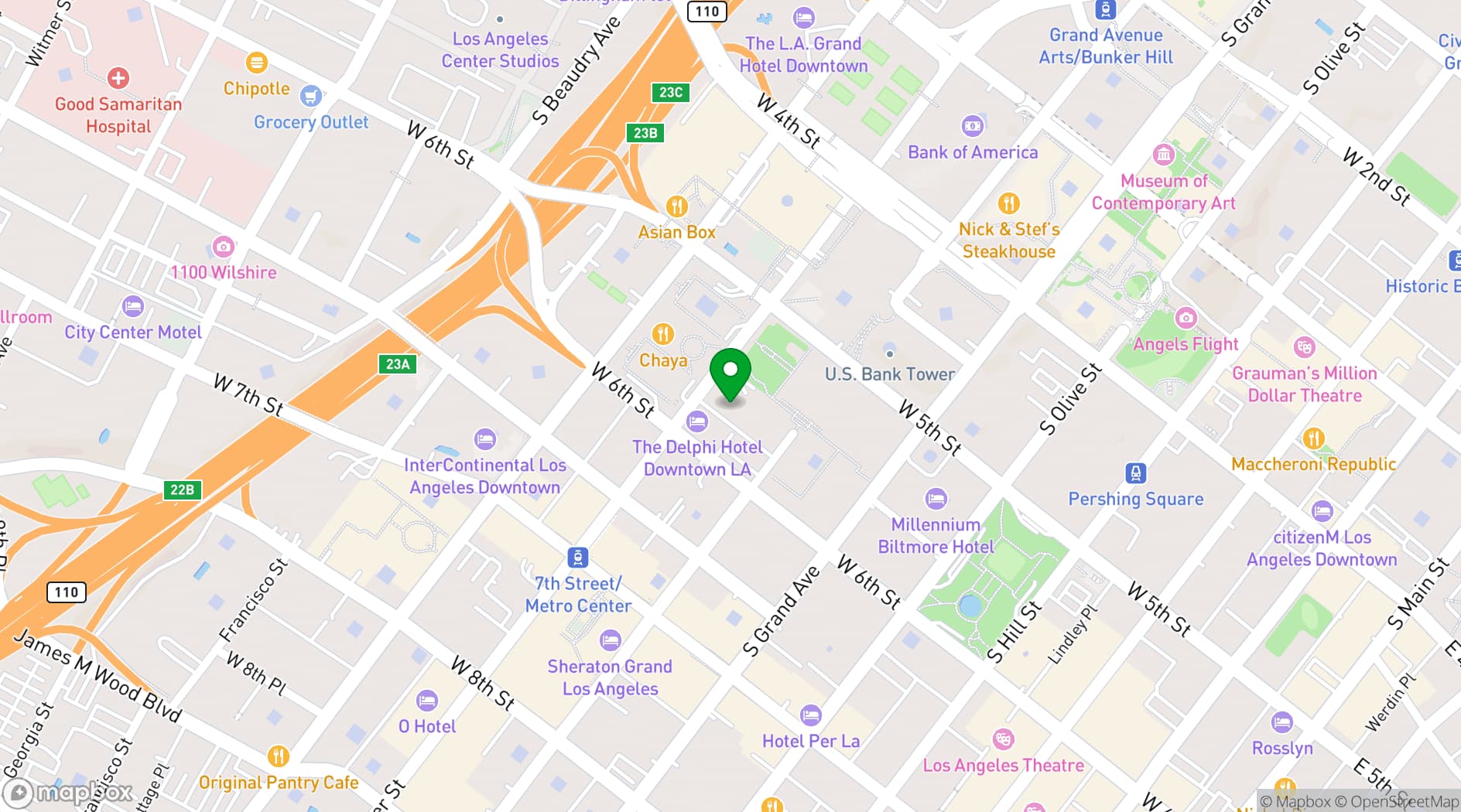 Map showing The California Club