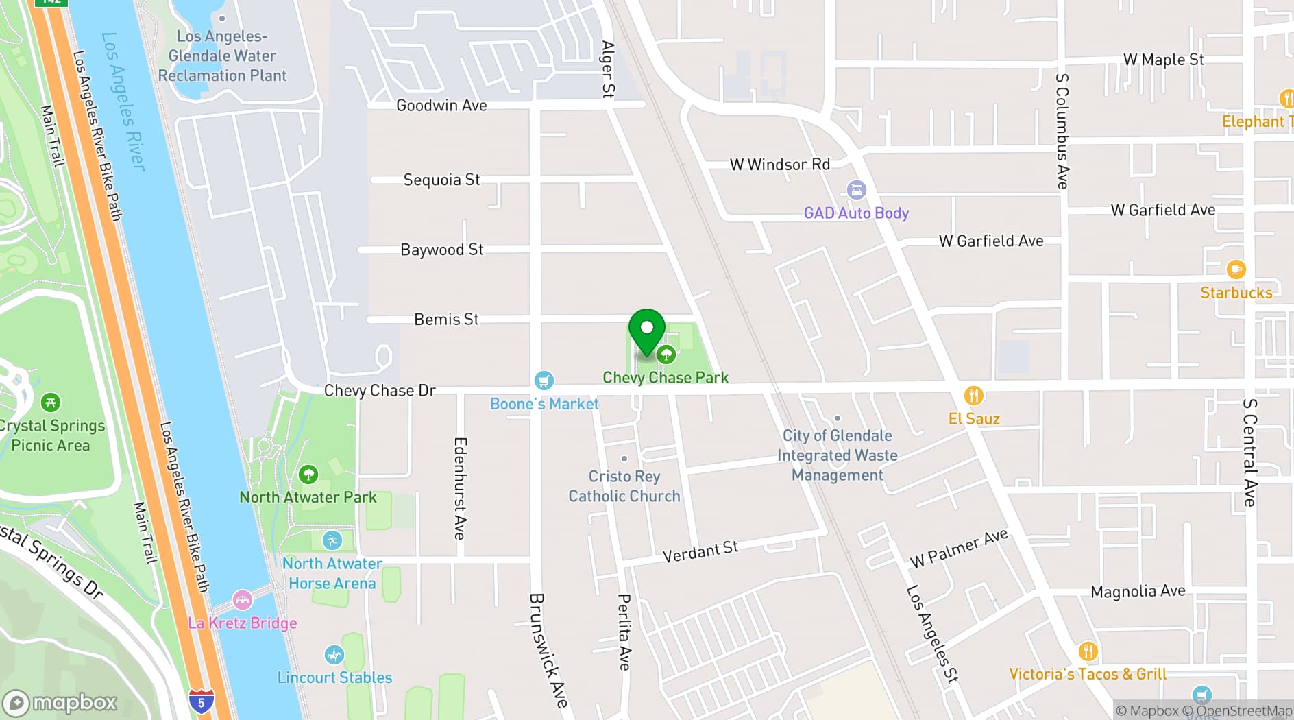 Map showing Chevy Chase Recreation Center