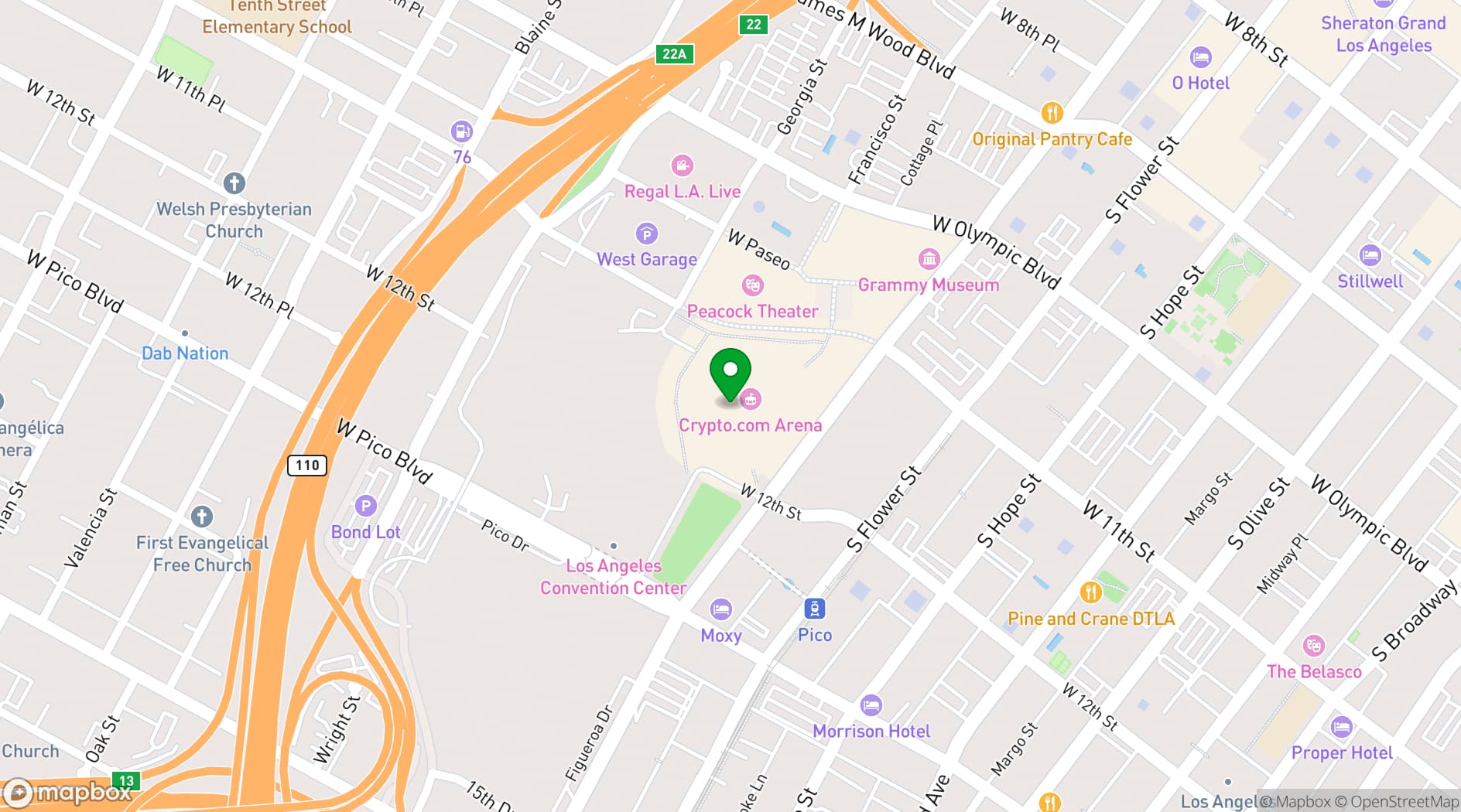 Map showing Crypto.com Arena