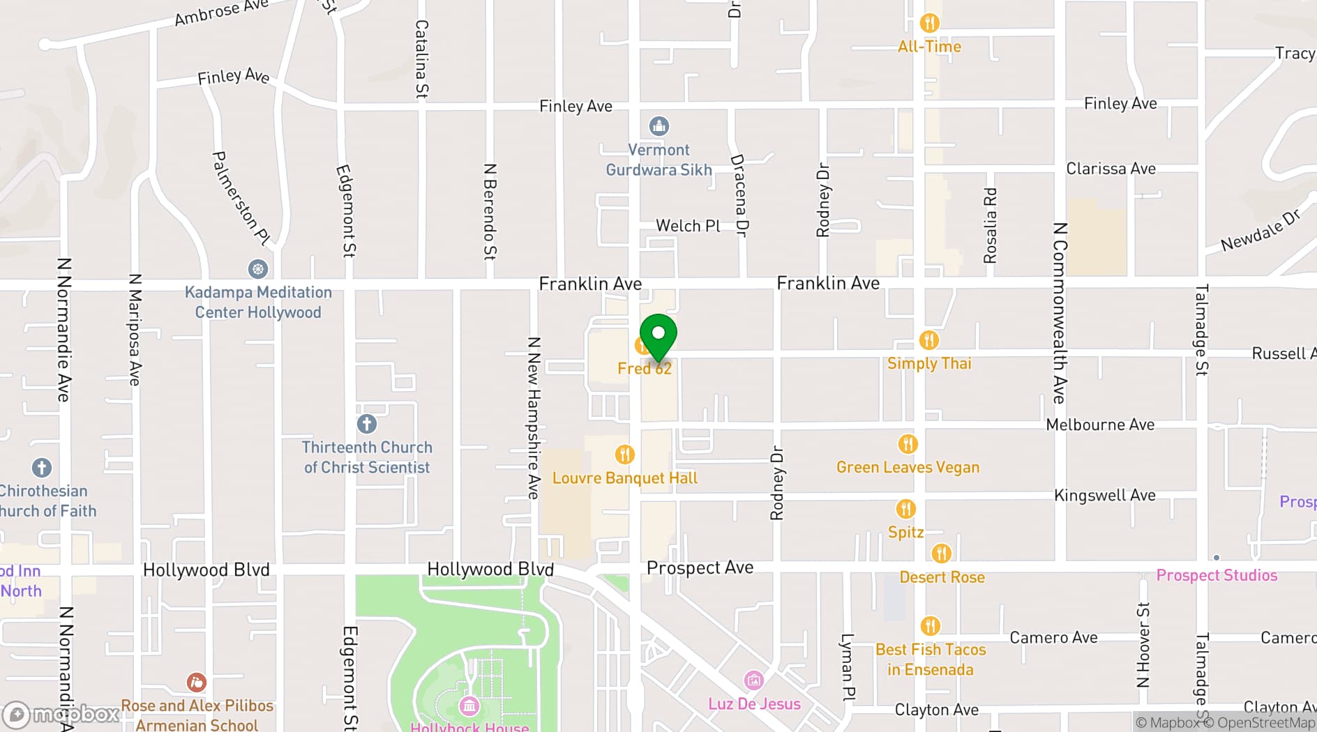 Map showing Vista Theatre