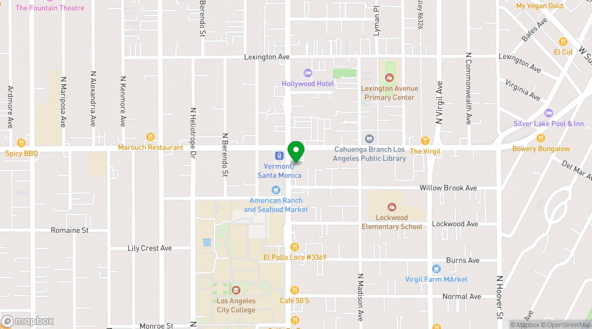 Map showing The Vermont Hollywood