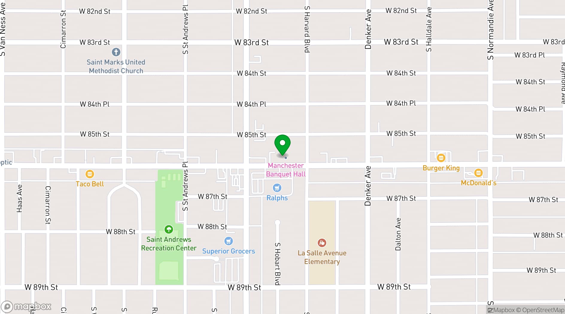 Map showing Manchester Banquet Hall