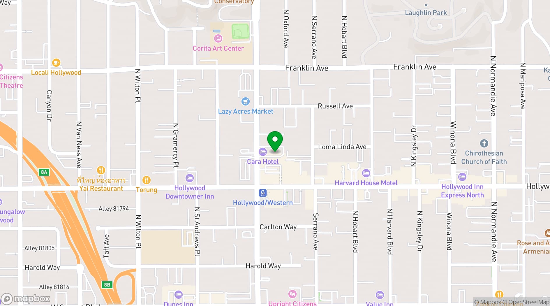 Map showing Cara Hotel