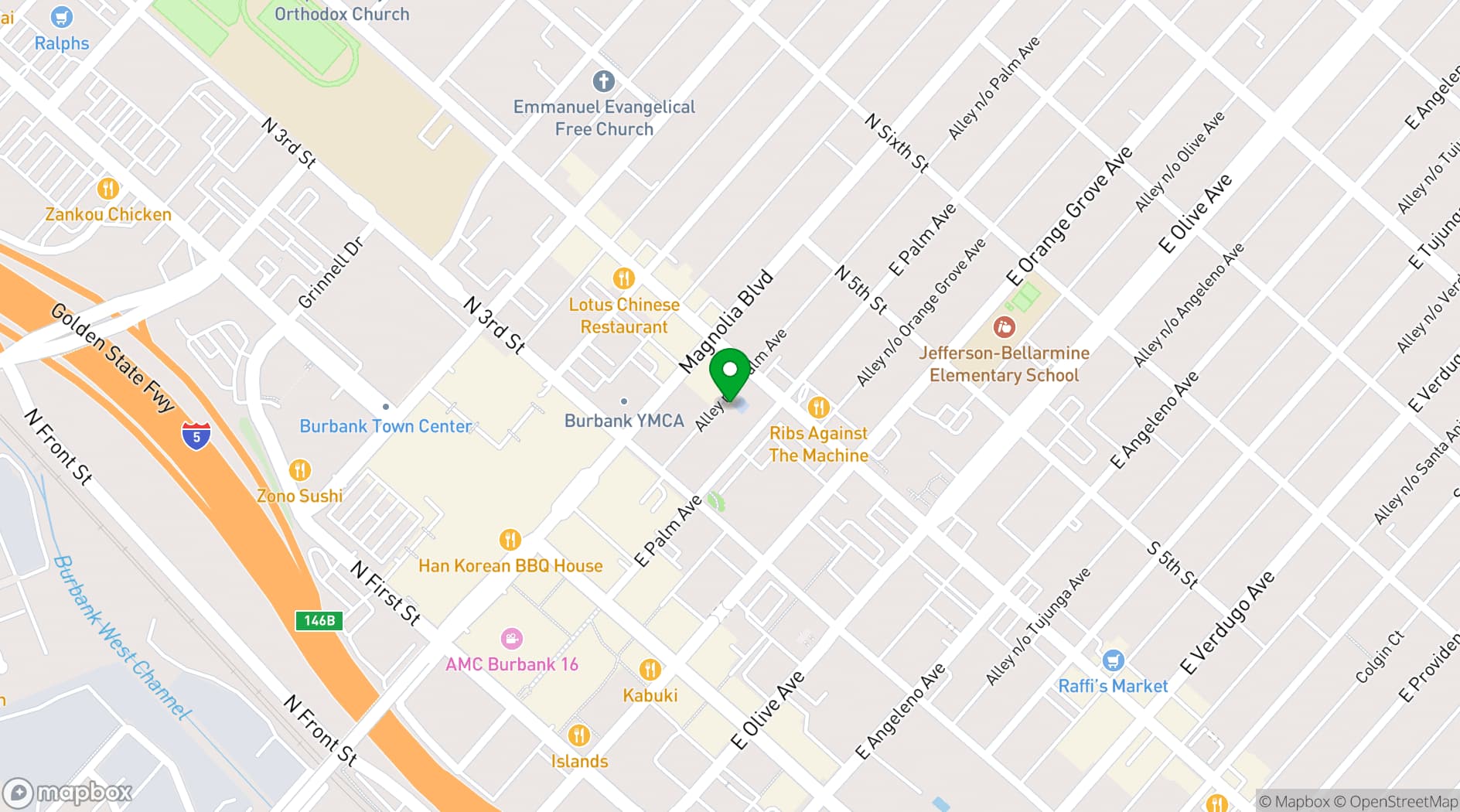 Map showing 303 North Glenoaks Boulevard