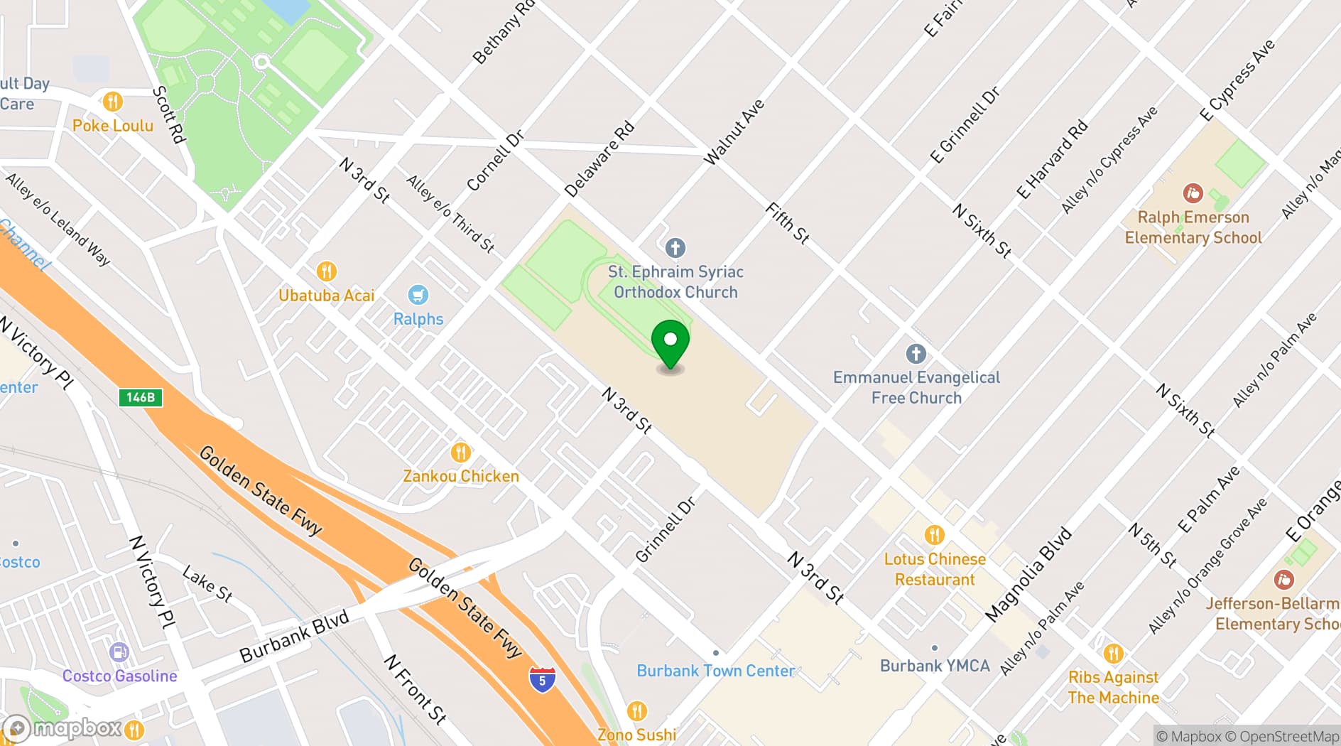 Map showing Burbank High School