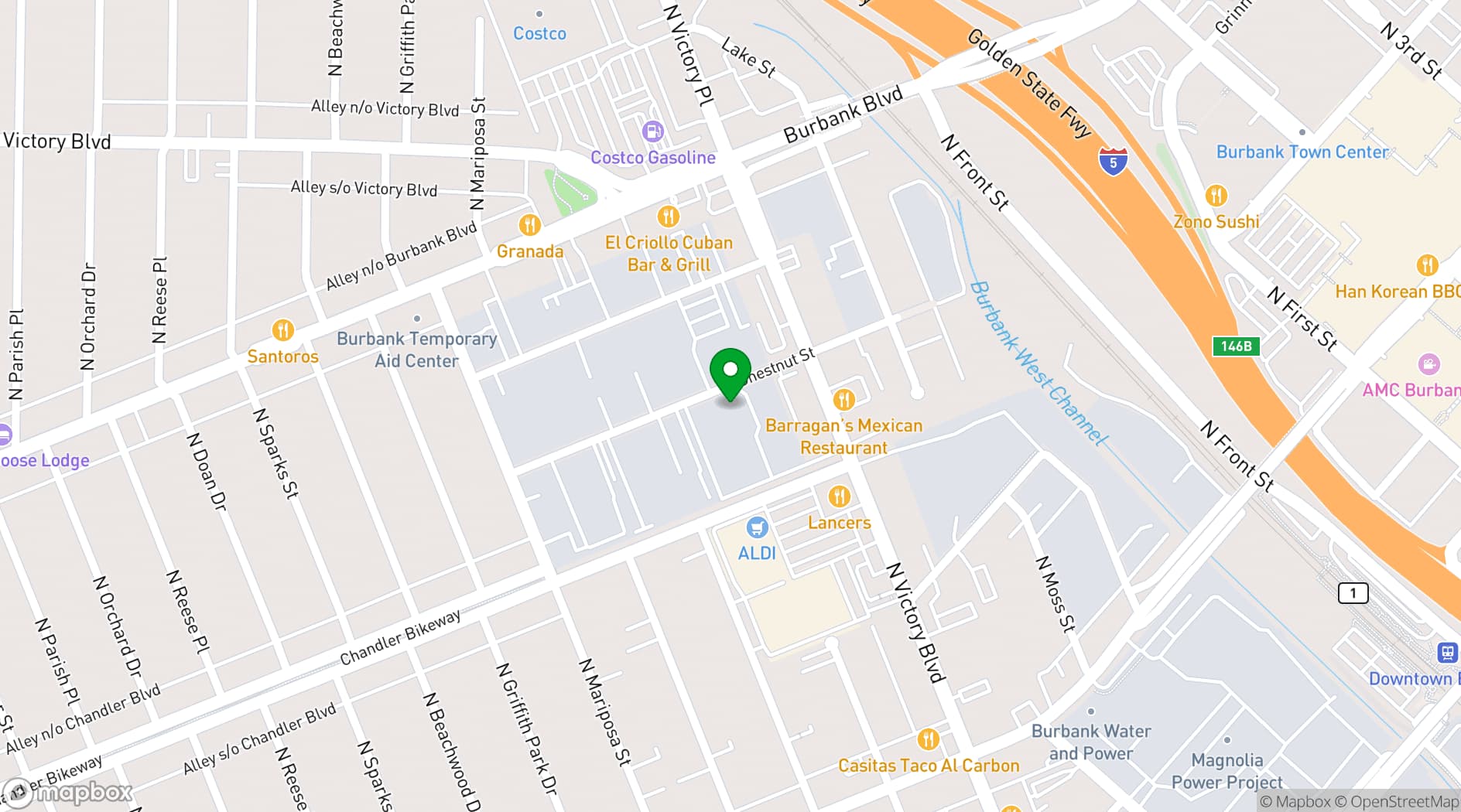 Map showing K1 Speed Burbank