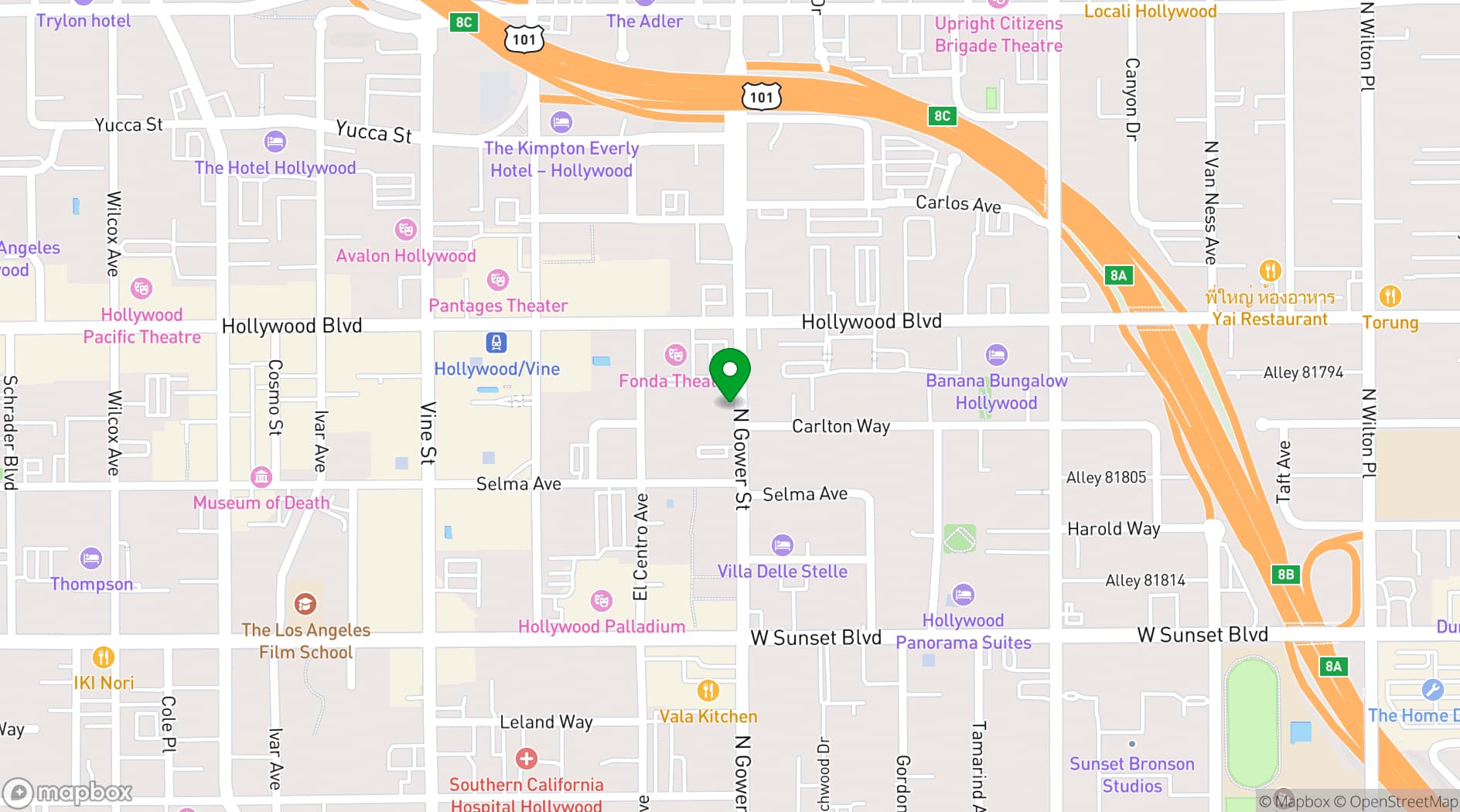 Map showing Trophy Room