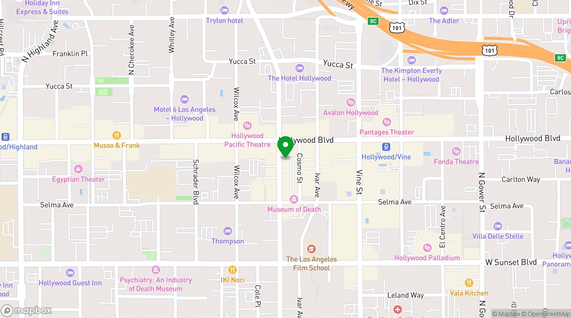 Map showing Jungle Hollywood