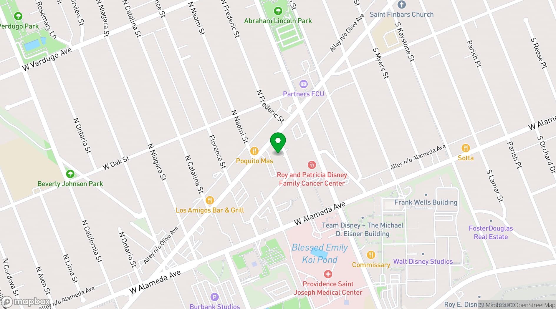 Map showing Premier Workspaces Burbank