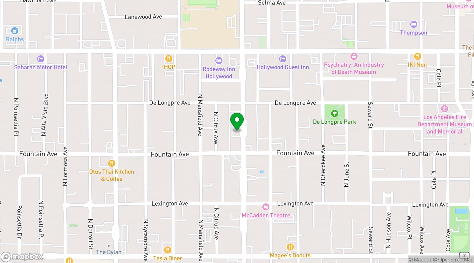 Map showing Casita Hollywood