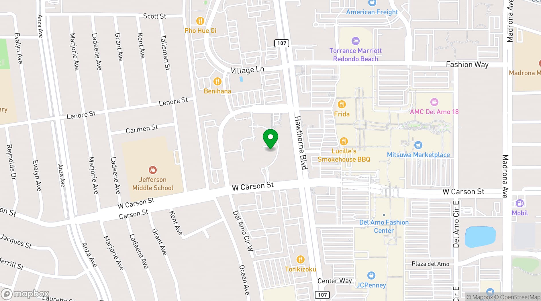 Map showing Del Amo Fashion Center