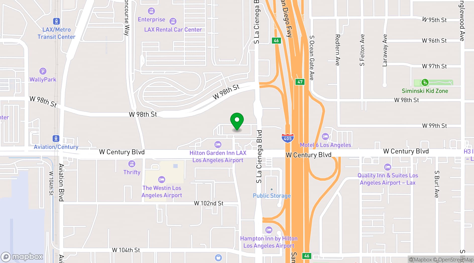 Map showing Holiday Inn Los Angeles - LAX Airport