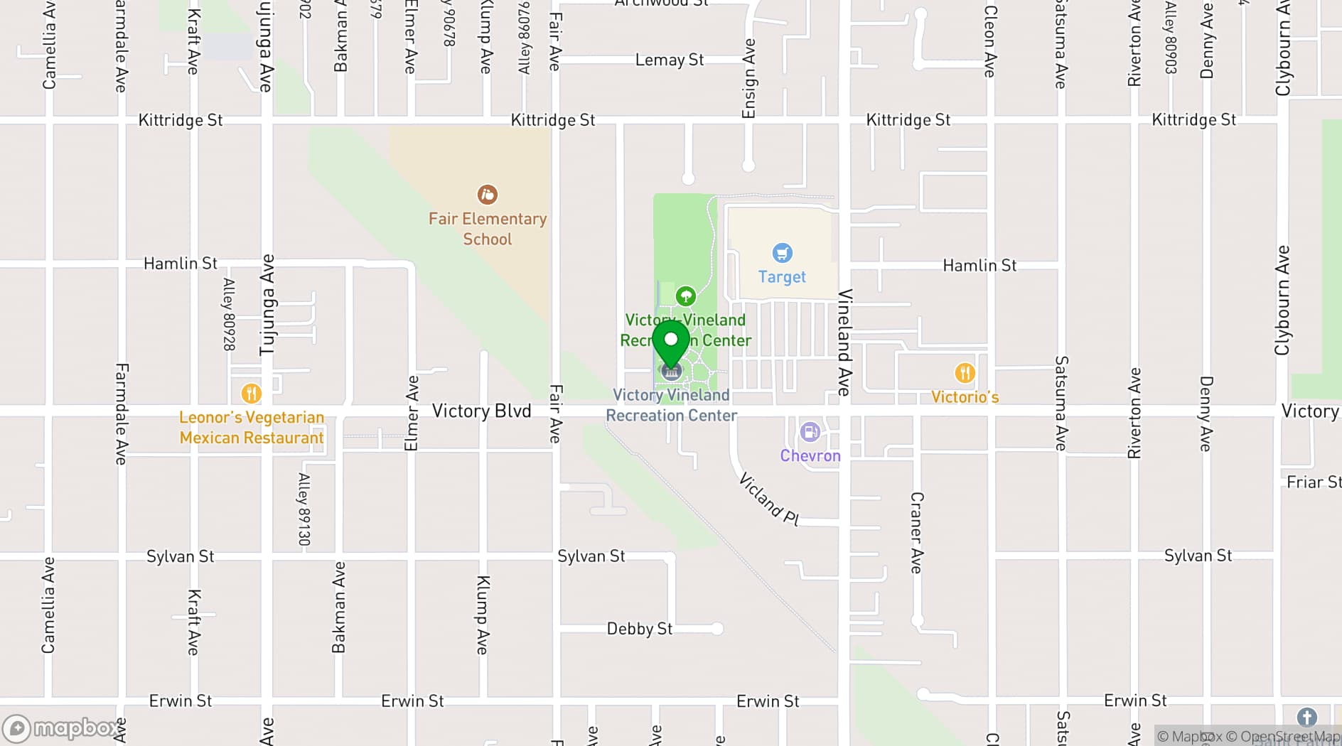 Map showing VICTORY VINELAND RECREATION CENTER