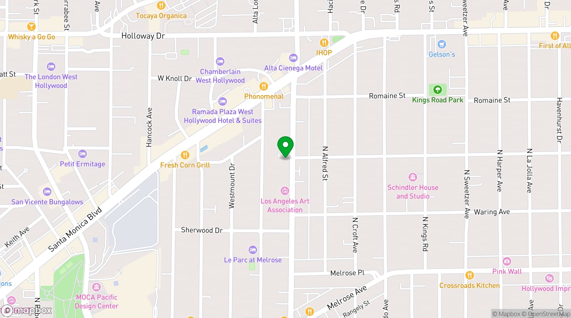 Map showing Barton G Los Angeles