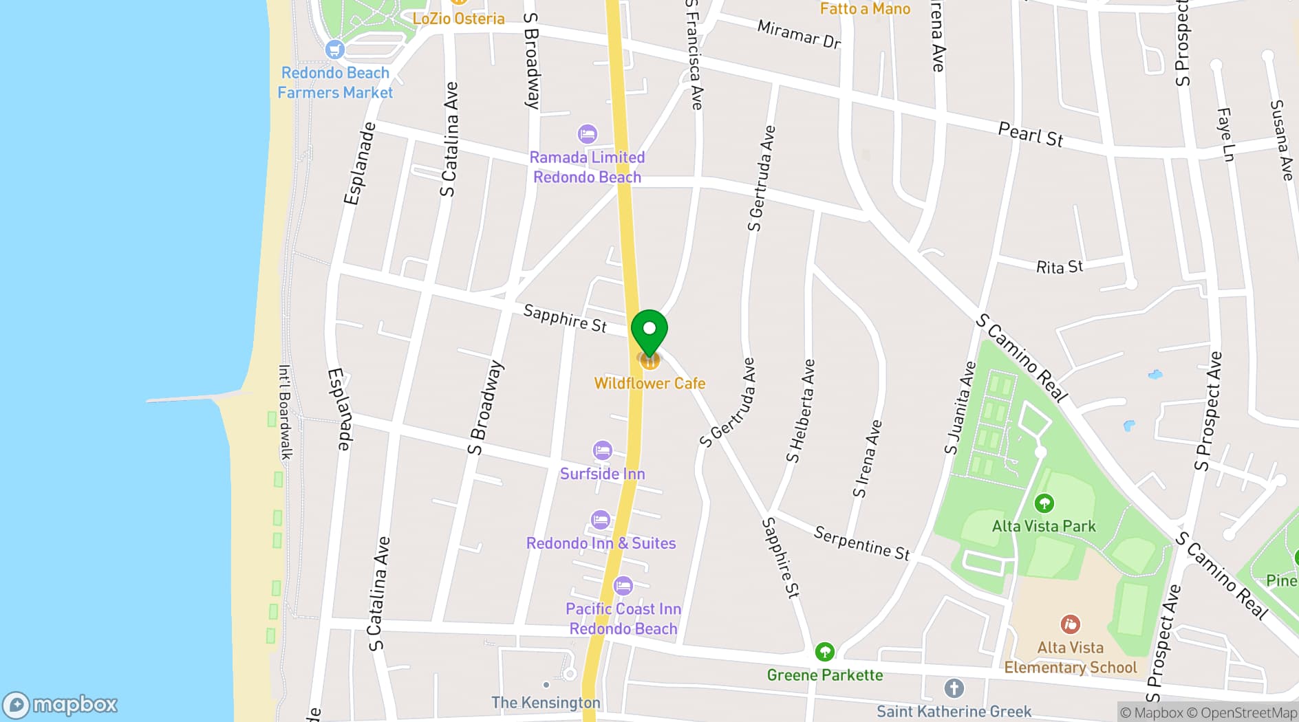 Map showing Wildflower Cafe