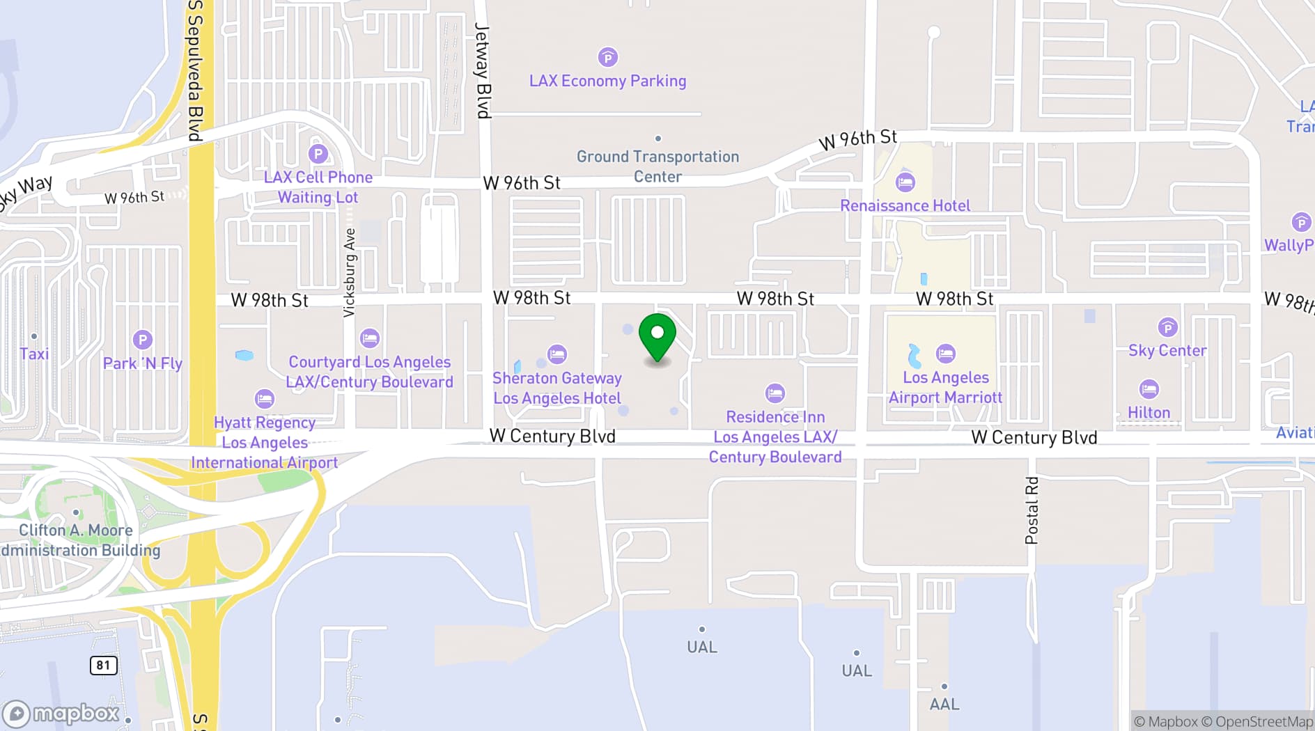 Map showing Sonesta Los Angeles Airport LAX