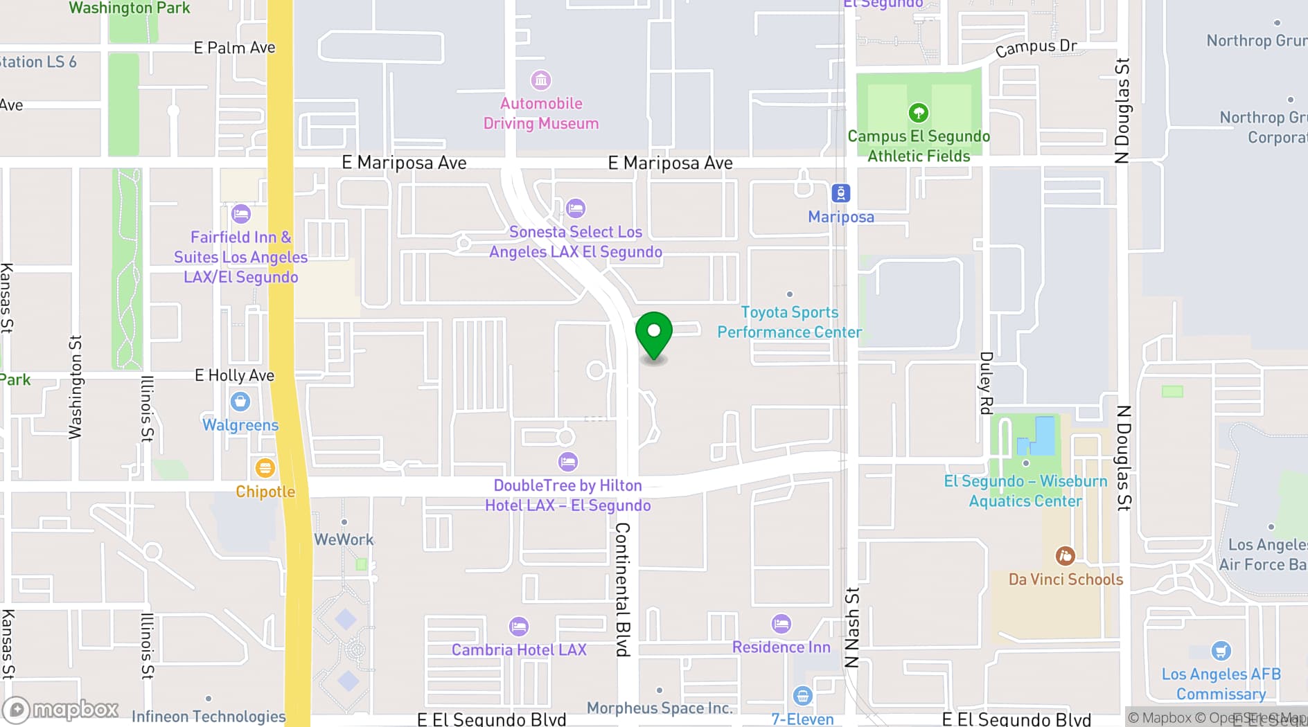 Map showing Regus - El Segundo LAX - Continental Grand