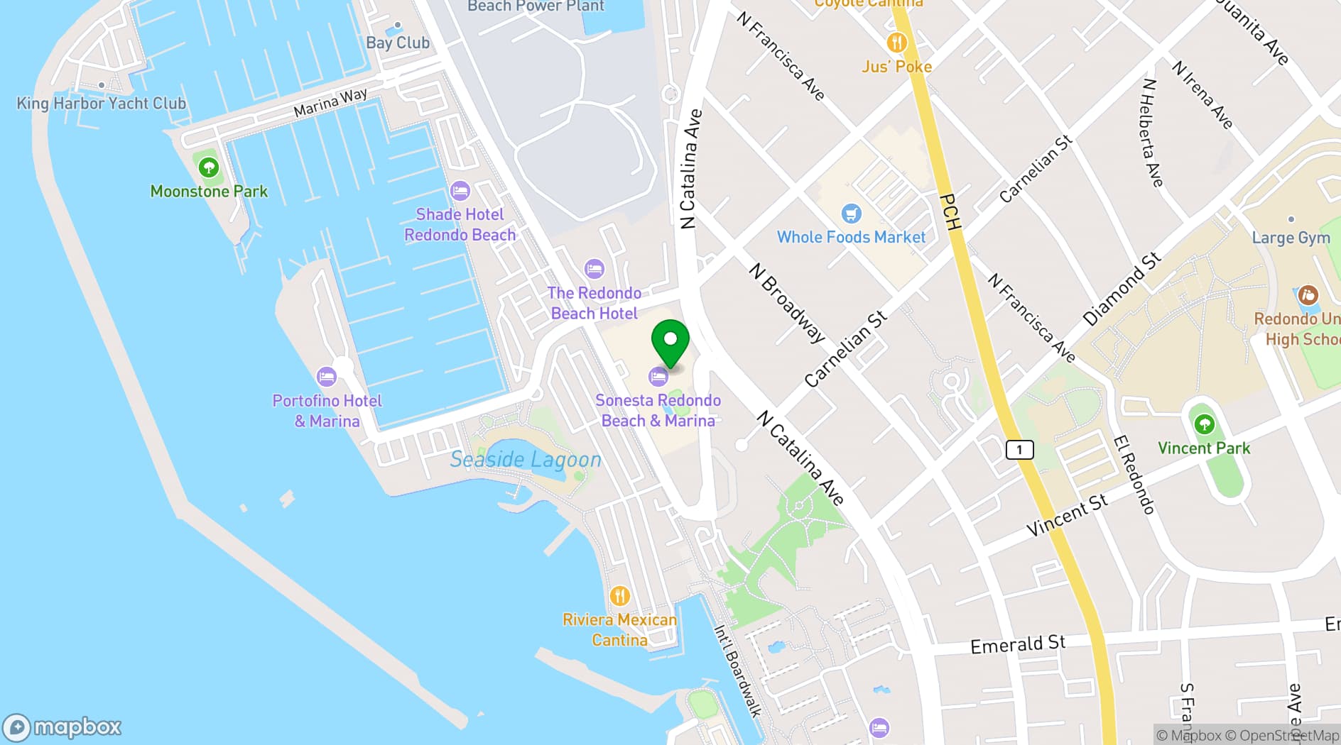 Map showing Sonesta Redondo Beach & Marina