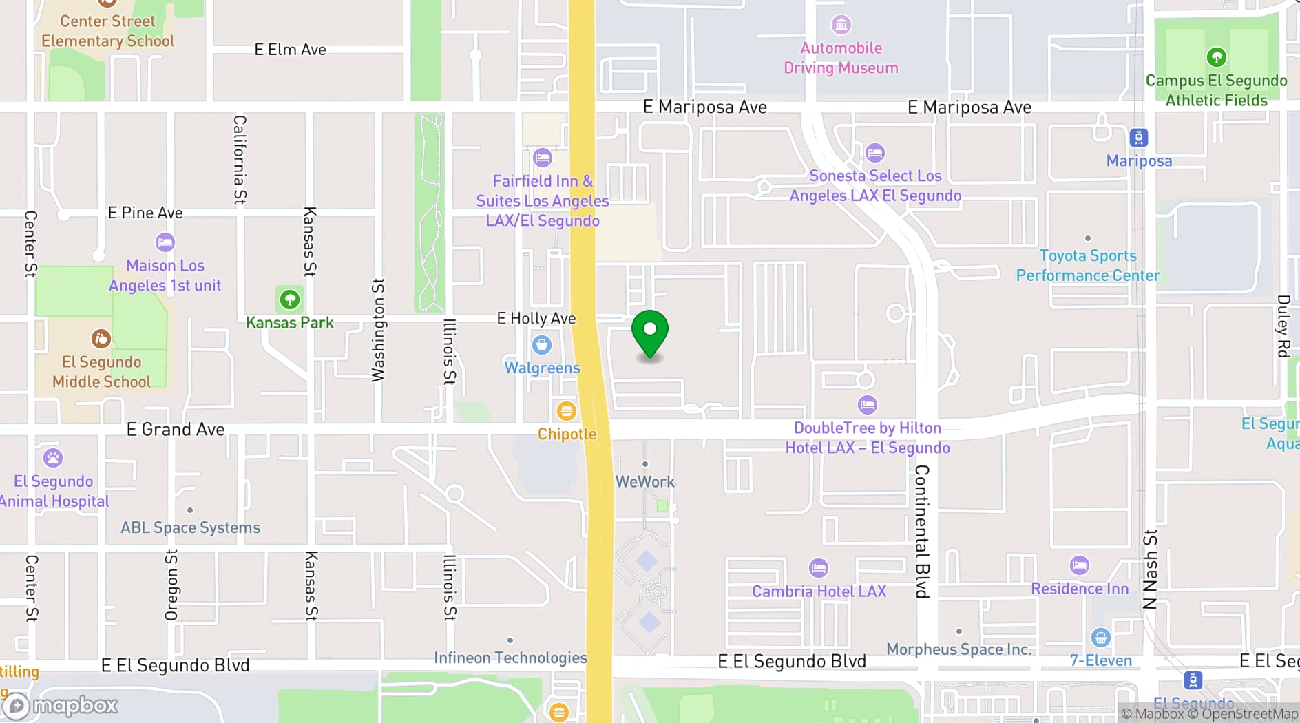Map showing Spaces El Segundo LAX