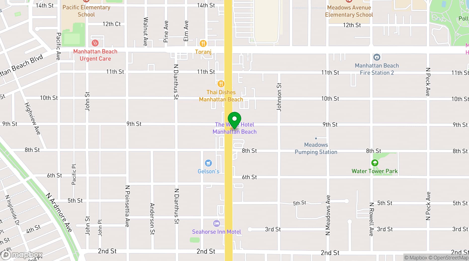 Map showing Pacific Coast Highway Meeting Center