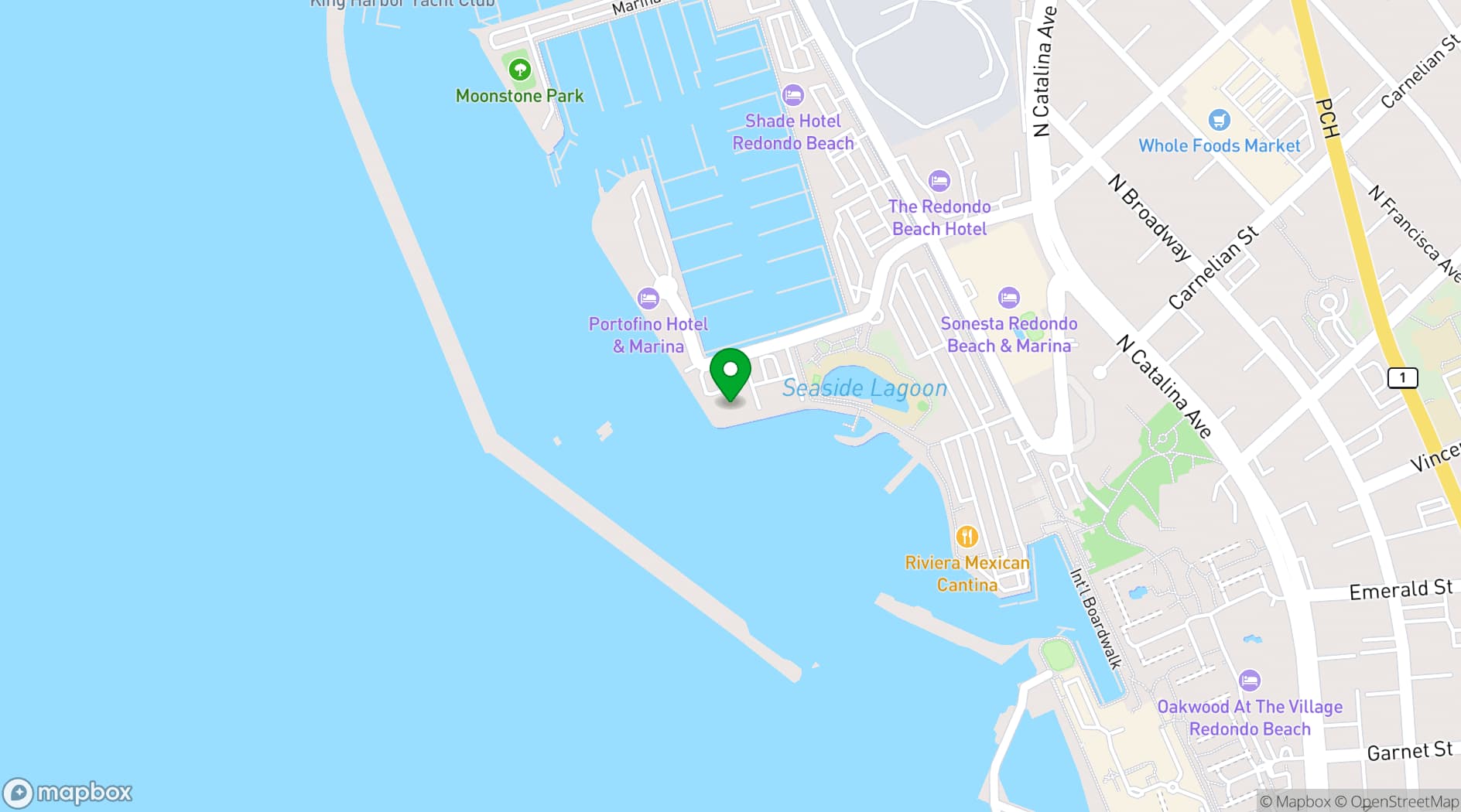 Map showing The Portofino Hotel & Marina
