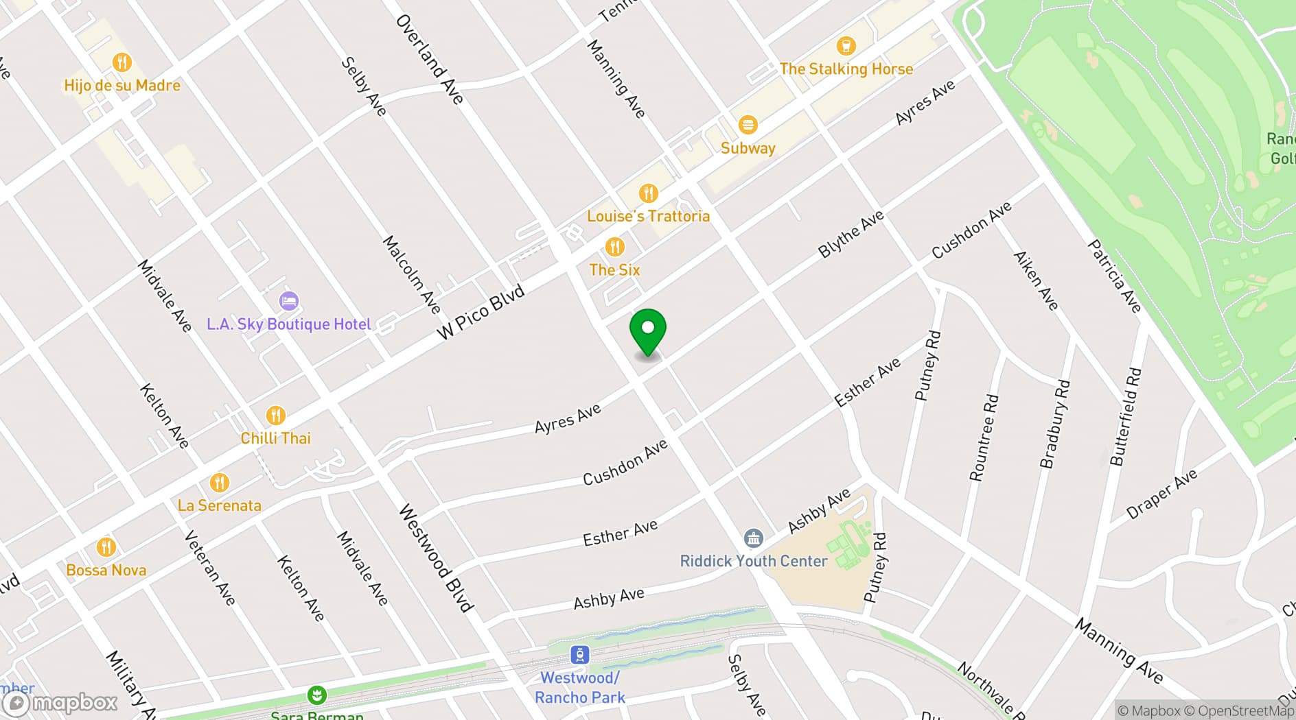 Map showing Overland Avenue Meeting Center