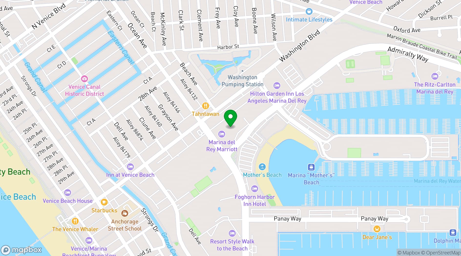 Map showing Marina del Rey Marriott