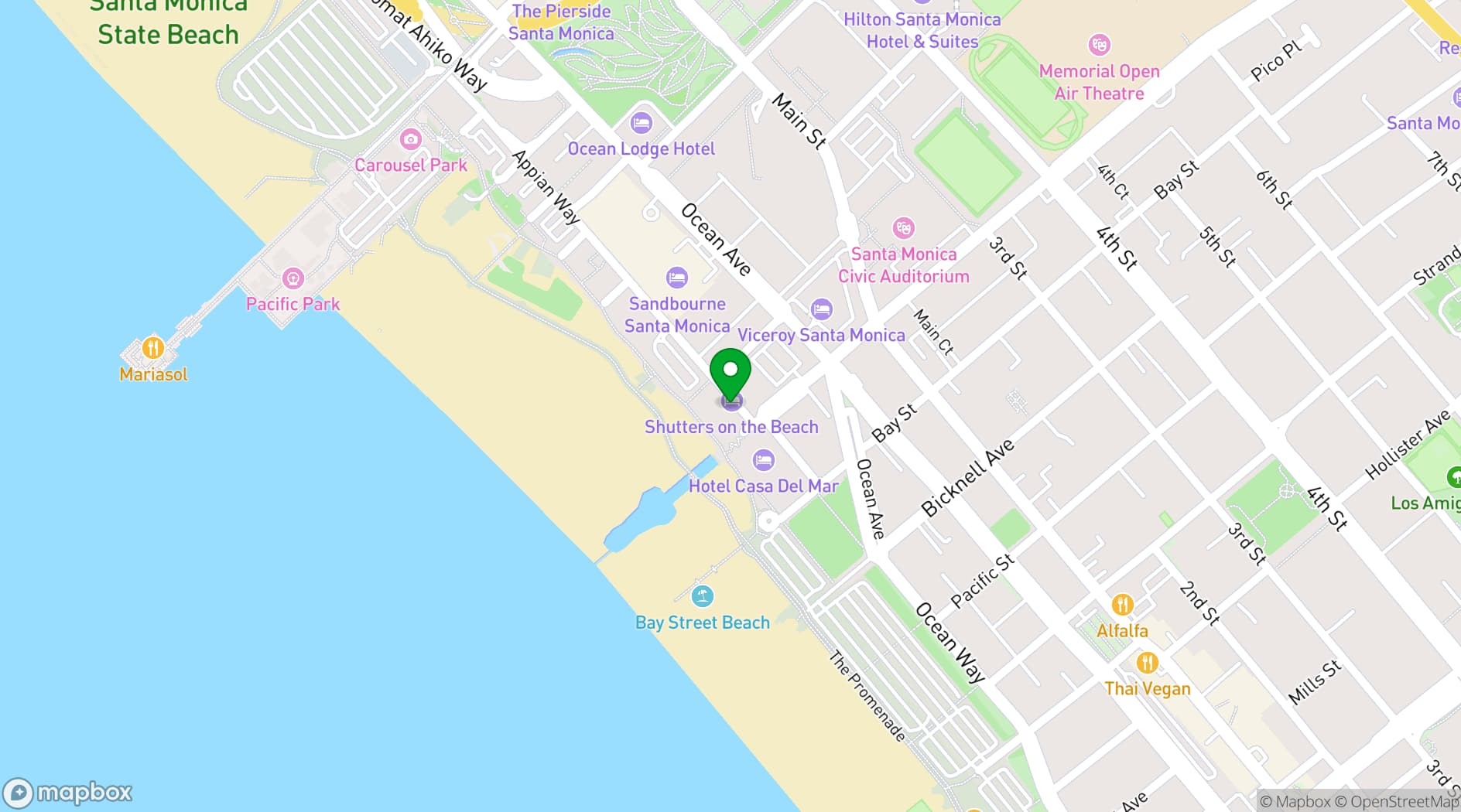 Map showing Shutters on the Beach