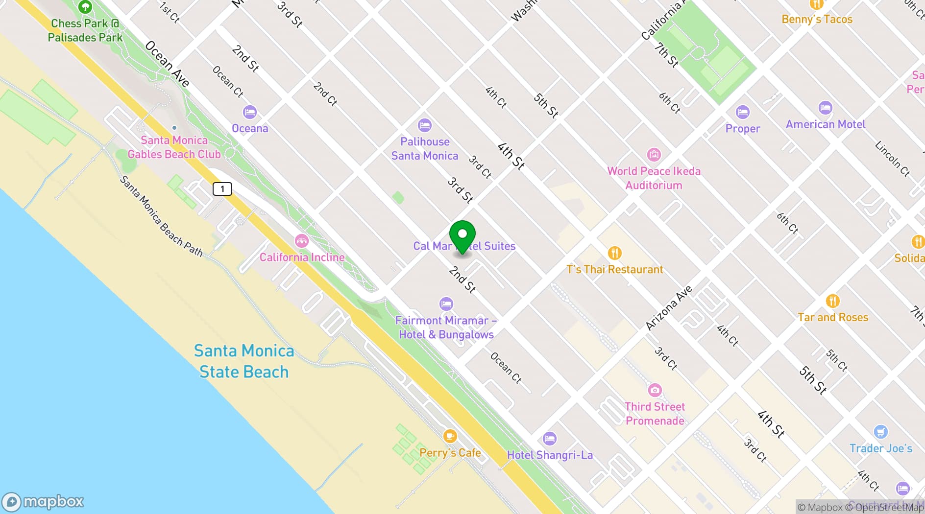 Map showing The Huntley Hotel