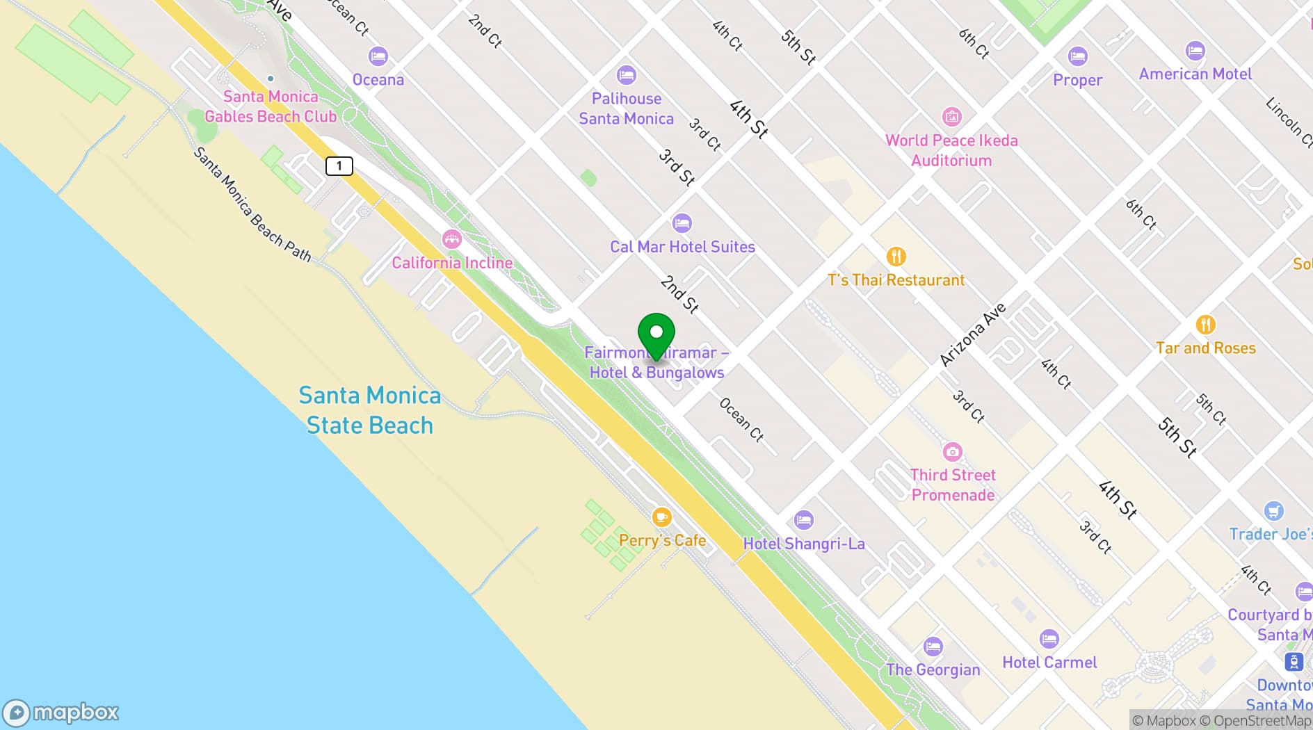 Map showing The Bungalow Long Beach