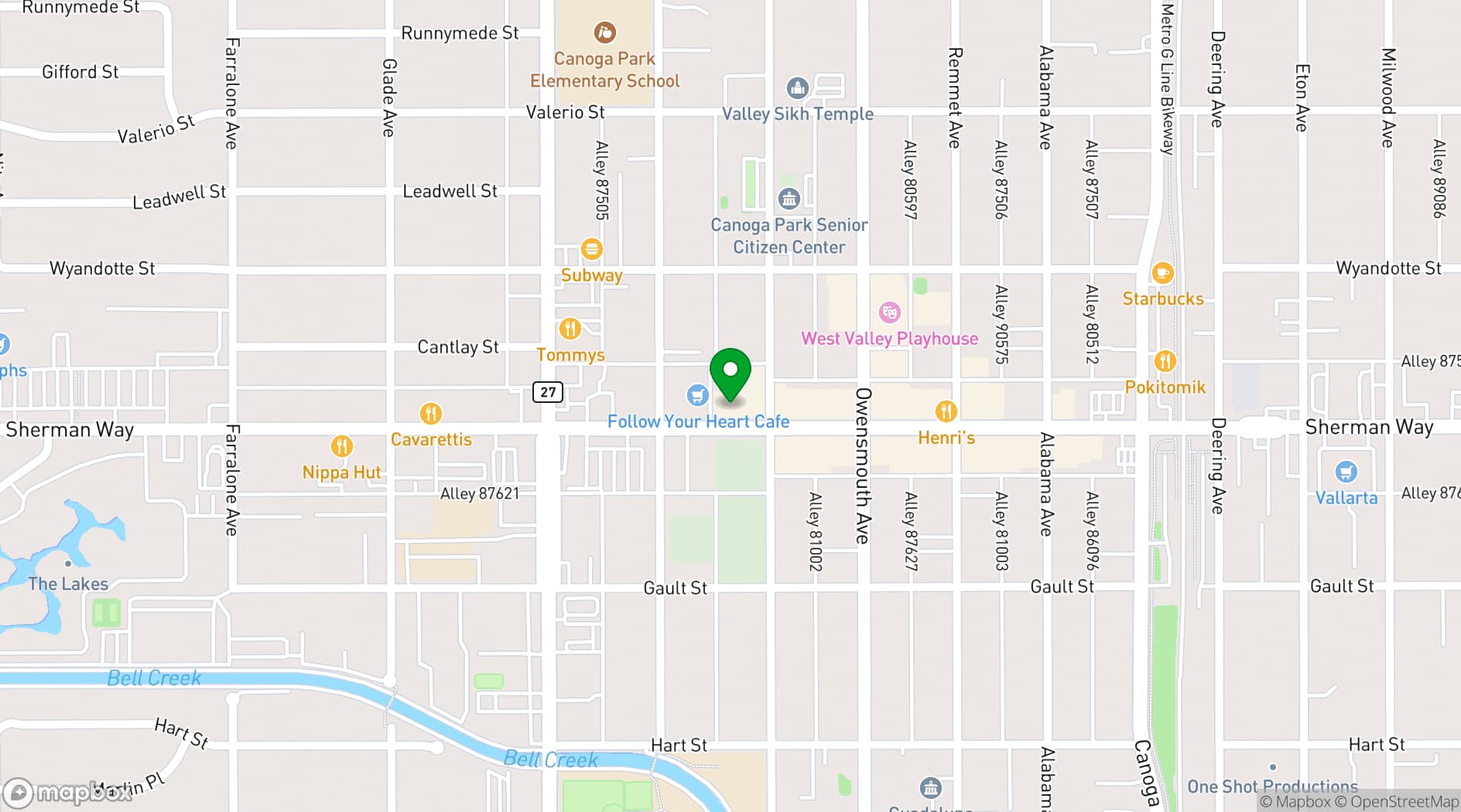 Map showing La Bella Vita Event Space