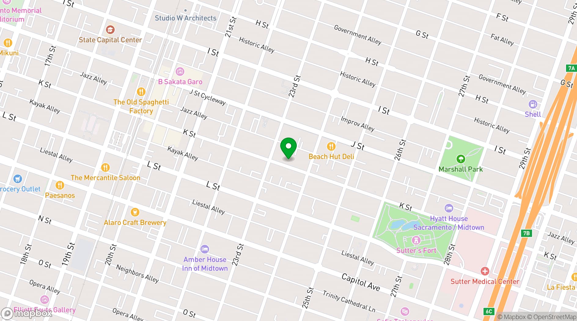 Map showing The Flamingo House