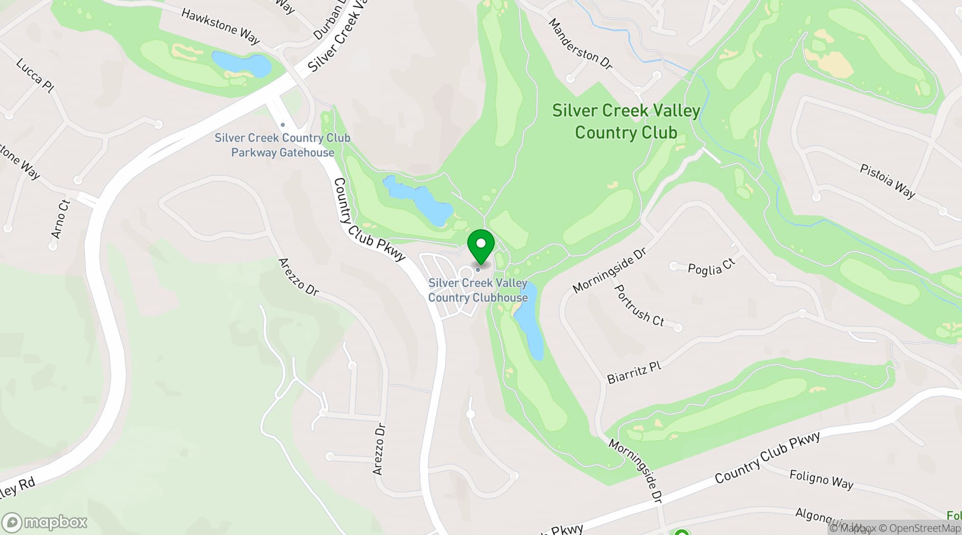 Map showing Silver Creek Valley Country Club